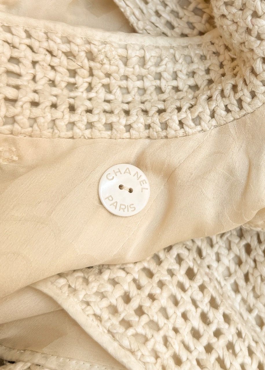 Chanel Chanel SS13 Ivory Open Knit Double Breasted Silk Dress Size S / US 4 / IT 40 - 8 Thumbnail