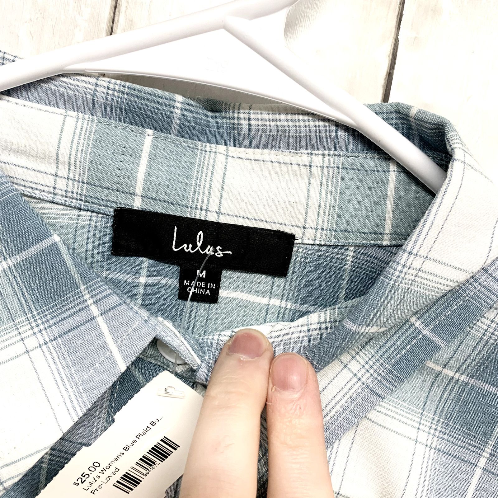 Other Lulus Shirt Medium Button Down Long Sleeve Plaid Polyester Size M / US 6-8 / IT 42-44 - 2 Thumbnail