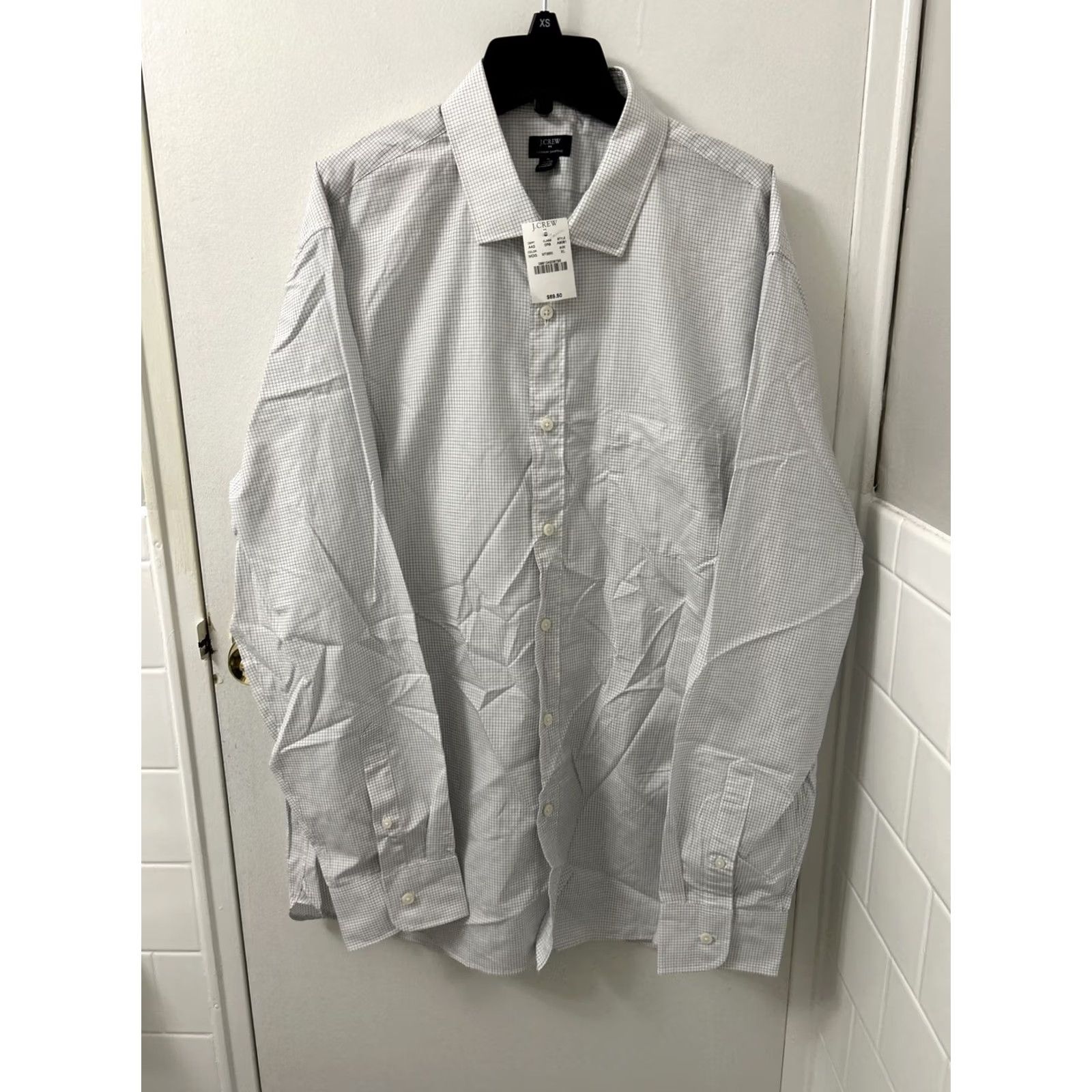 J.Crew J.CREW Thompson Shirt Mens XL White Plaid Button-Up L/S Shirt, Casual Cotton, Regular Fit Size US XL / EU 56 / 4 - 2 Thumbnail