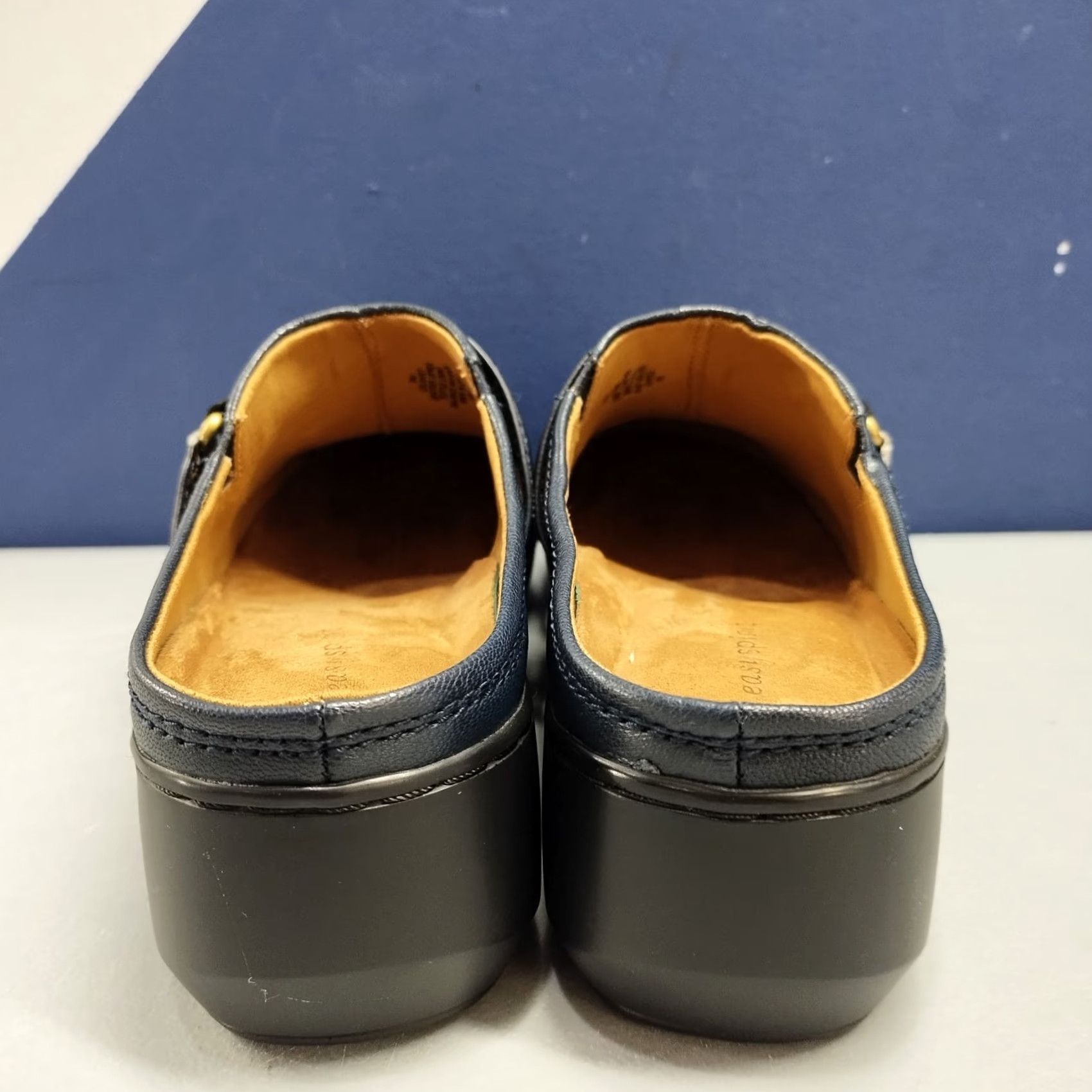 Vintage Easy Spirit Davet Wedge Clogs Womens Size 9M Blue Leather Slip On Comfort Shoes Size US 9 / IT 39 - 5 Thumbnail
