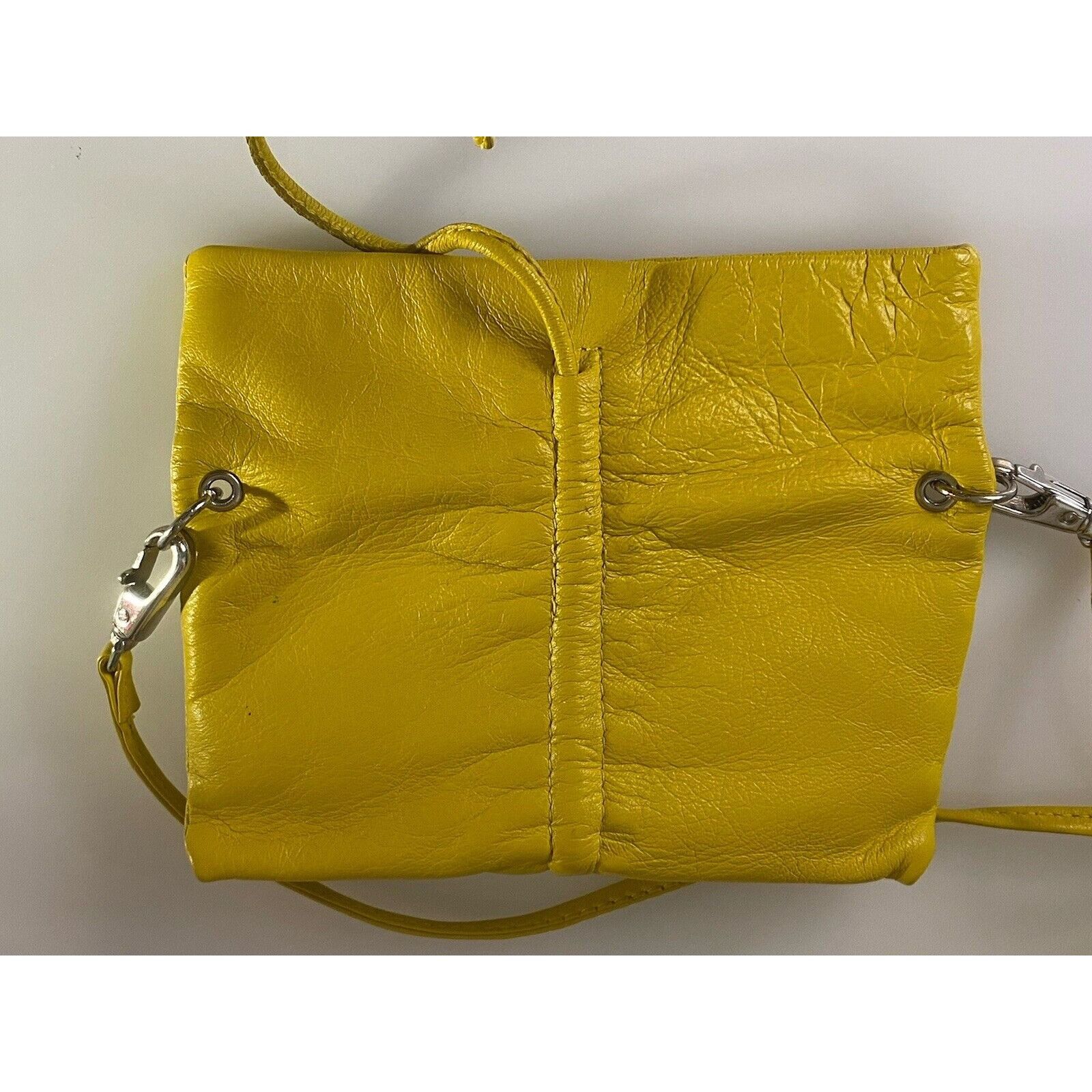 Vintage Arezzo Yellow Leather Small Crossbody Shoulder Bag Clutch Ad Size ONE SIZE - 5 Thumbnail