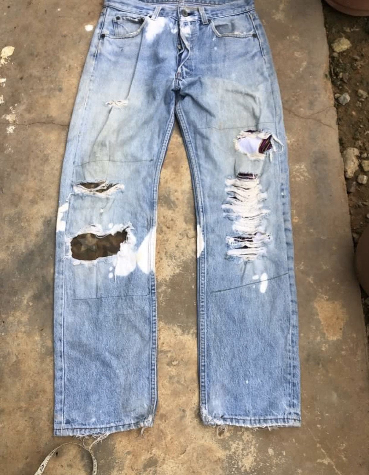 Levi's DESTROY VINTAGE 80 LEVIS 501 fly button distressed REWORK B1 Size US 31 - 3 Thumbnail