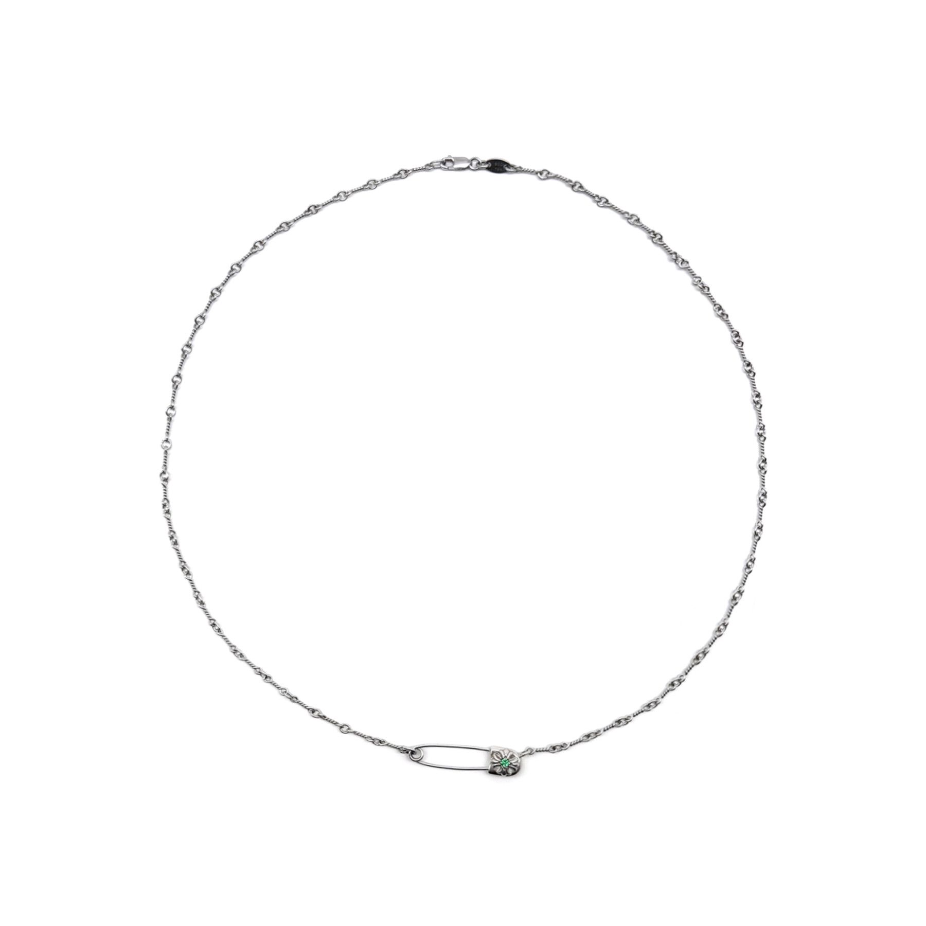 Chrome Hearts Chrome Hearts 18K White Gold Emerald Pin Safety Necklace Size ONE SIZE - 1 Thumbnail