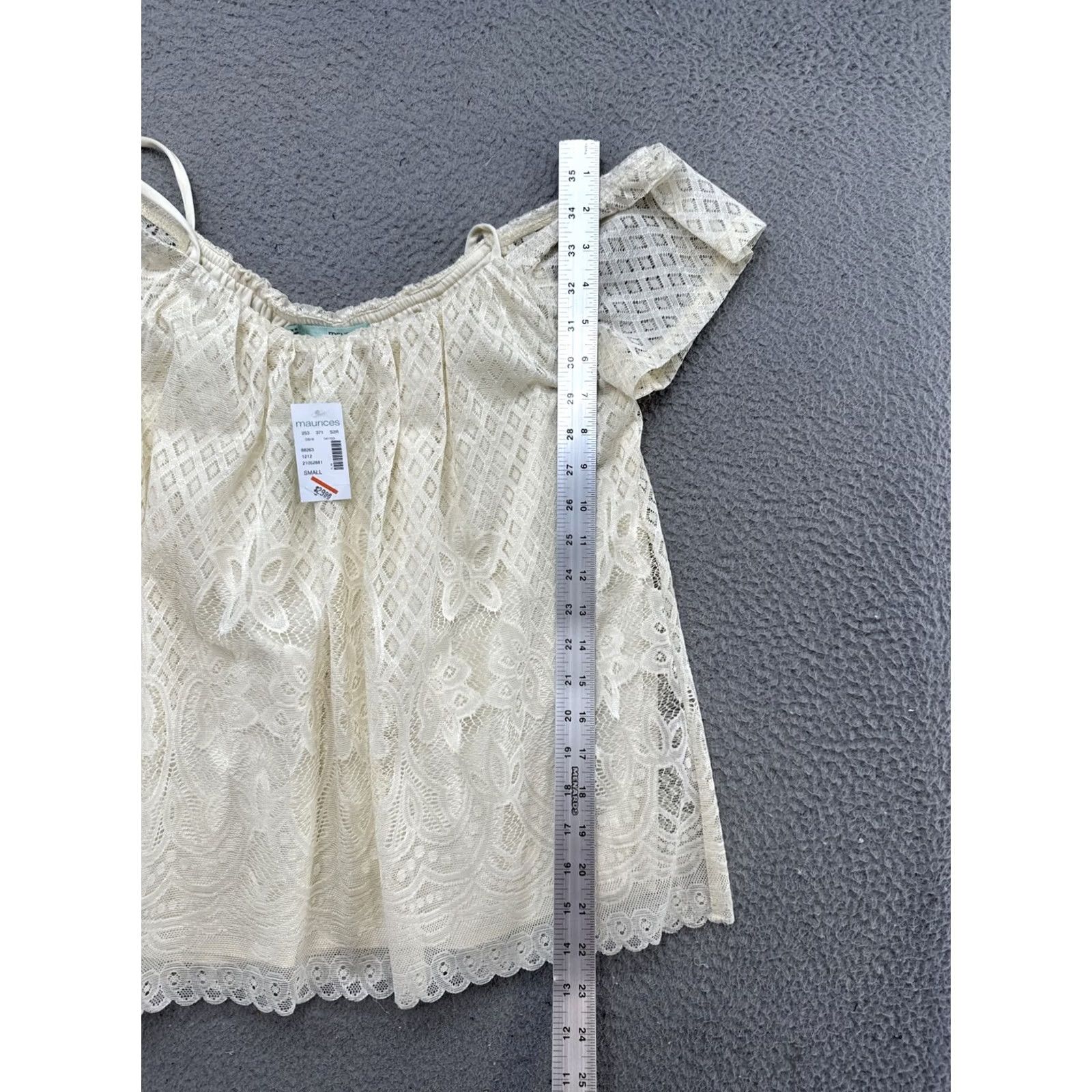 Vintage Maurices Women’s Blouse Cap Sleeve Sheer Lace Lightweight Top Small Ivory Casual Business Party Size S / US 4 / IT 40 - 6 Thumbnail