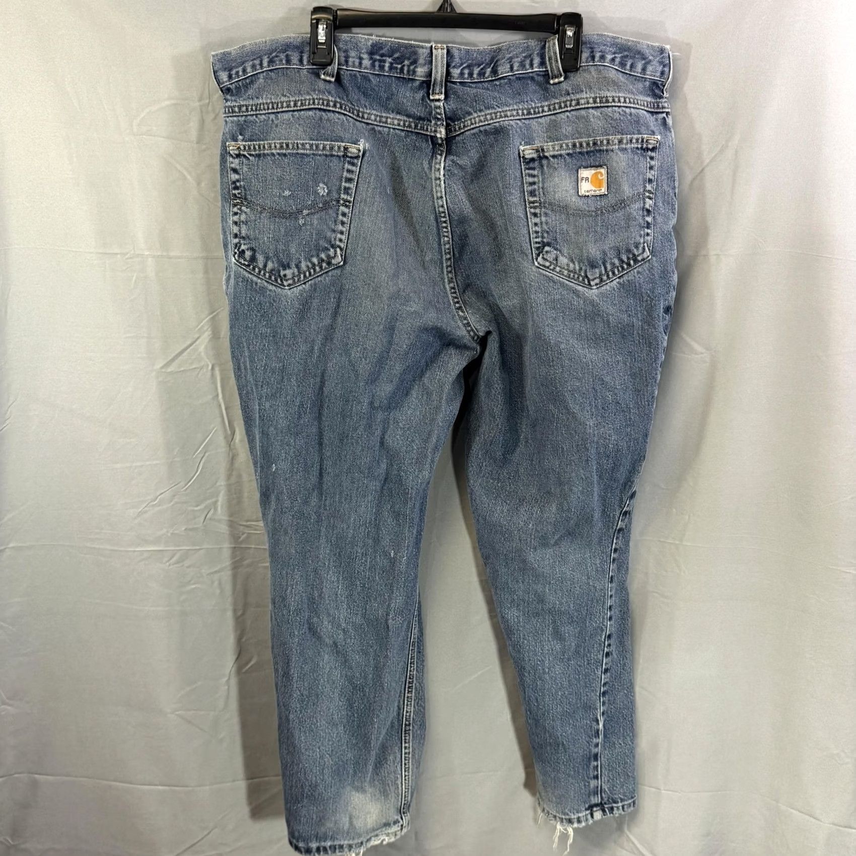 Carhartt Carhartt Jeans Mens 44x30 Blue Denim Relaxed Fit Workwear Distressed Paint Stains Pocket Zip Fly Size US 44 / EU 60 - 2 Thumbnail