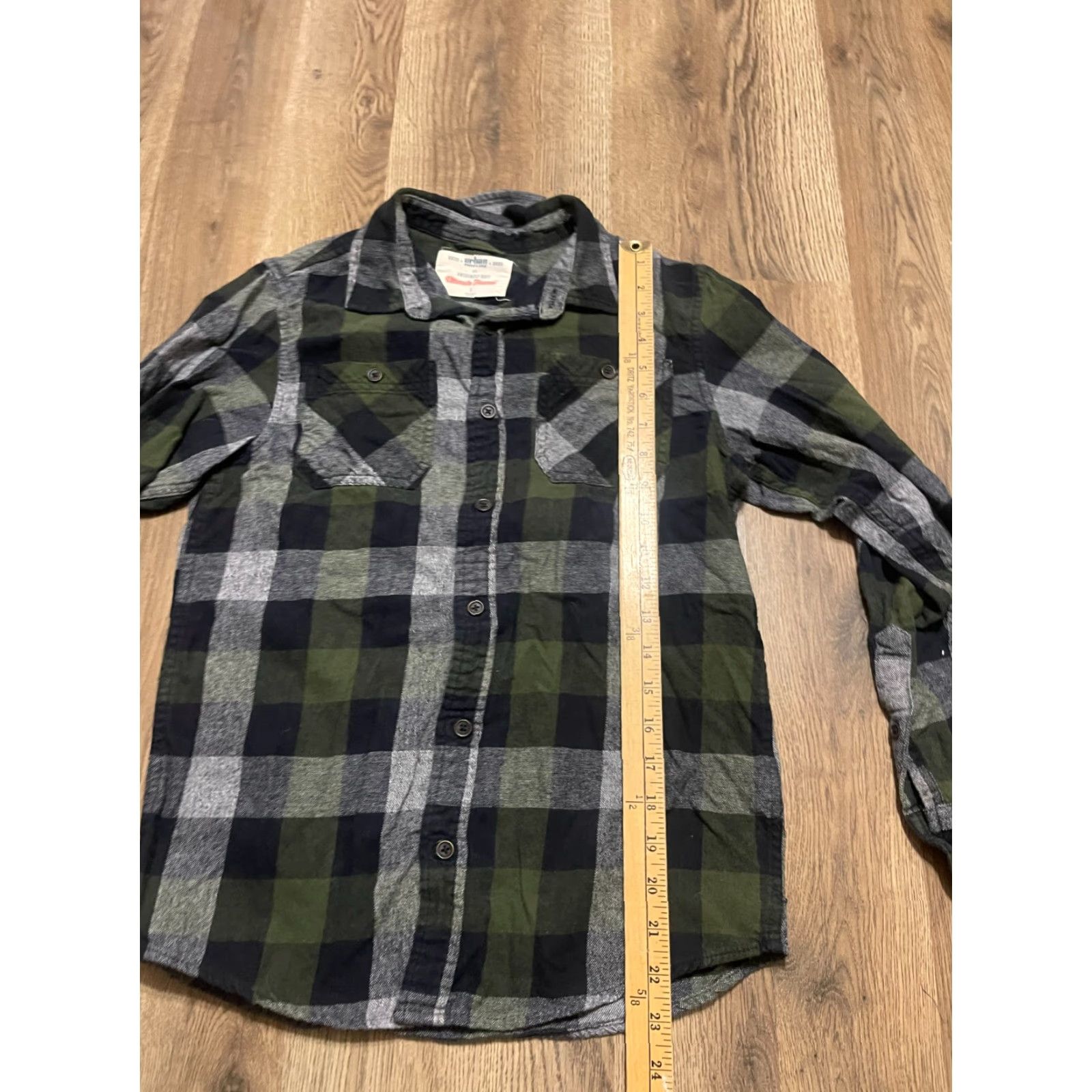 Vintage Urban Pipeline Shirt Mens Large Green Black Plaid Button Up Flannel Casual Size US L / EU 52-54 / 3 - 6 Thumbnail