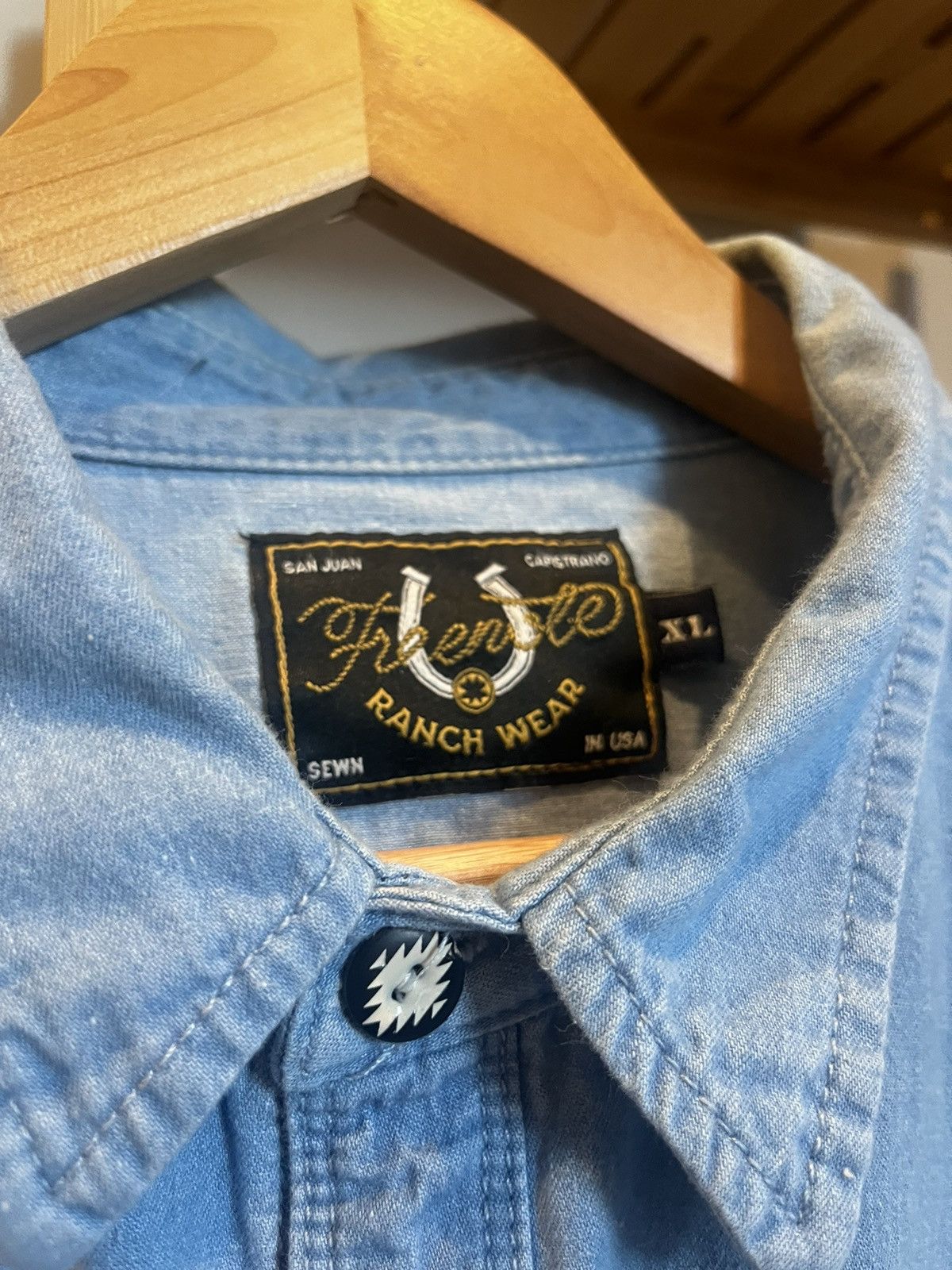 image of Light Denim Western Shirt Freenote Cloth, Men's (Size XL)