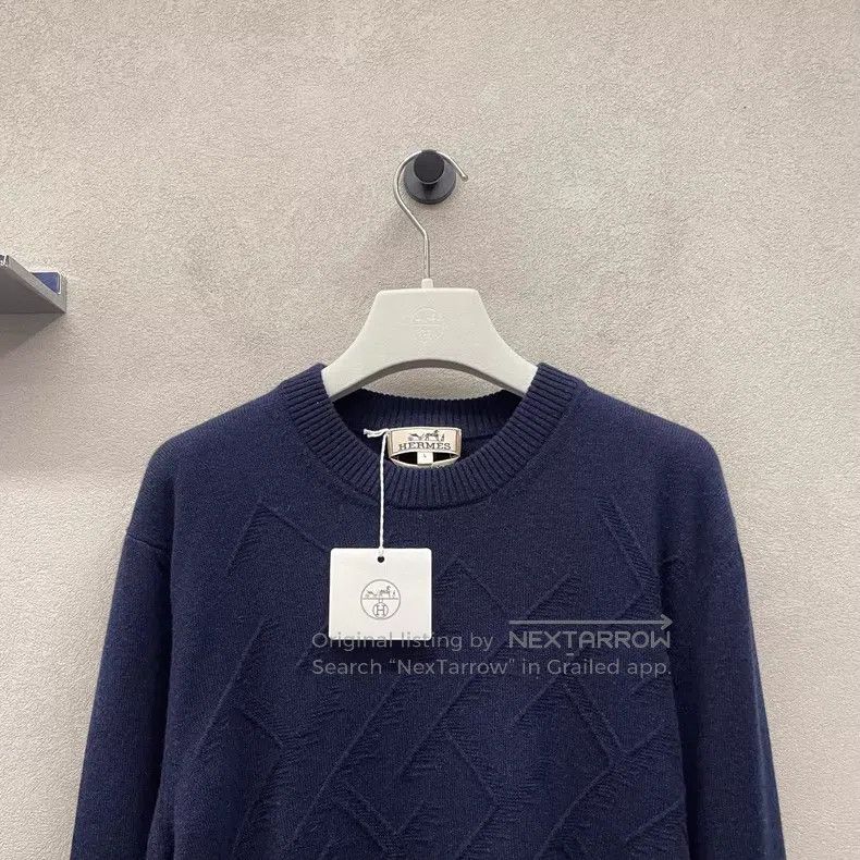 Hermes Hermes Navy Blue Round Neck Knit Sweater Size US L / EU 52-54 / 3 - 4 Thumbnail