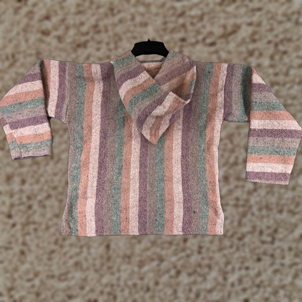 Vintage Maco Baja Hoodie Mens Small Pink Orange Stripe Acrylic Blend Mexico Poncho Drug Rug Size US S / EU 44-46 / 1 - 1 Thumbnail