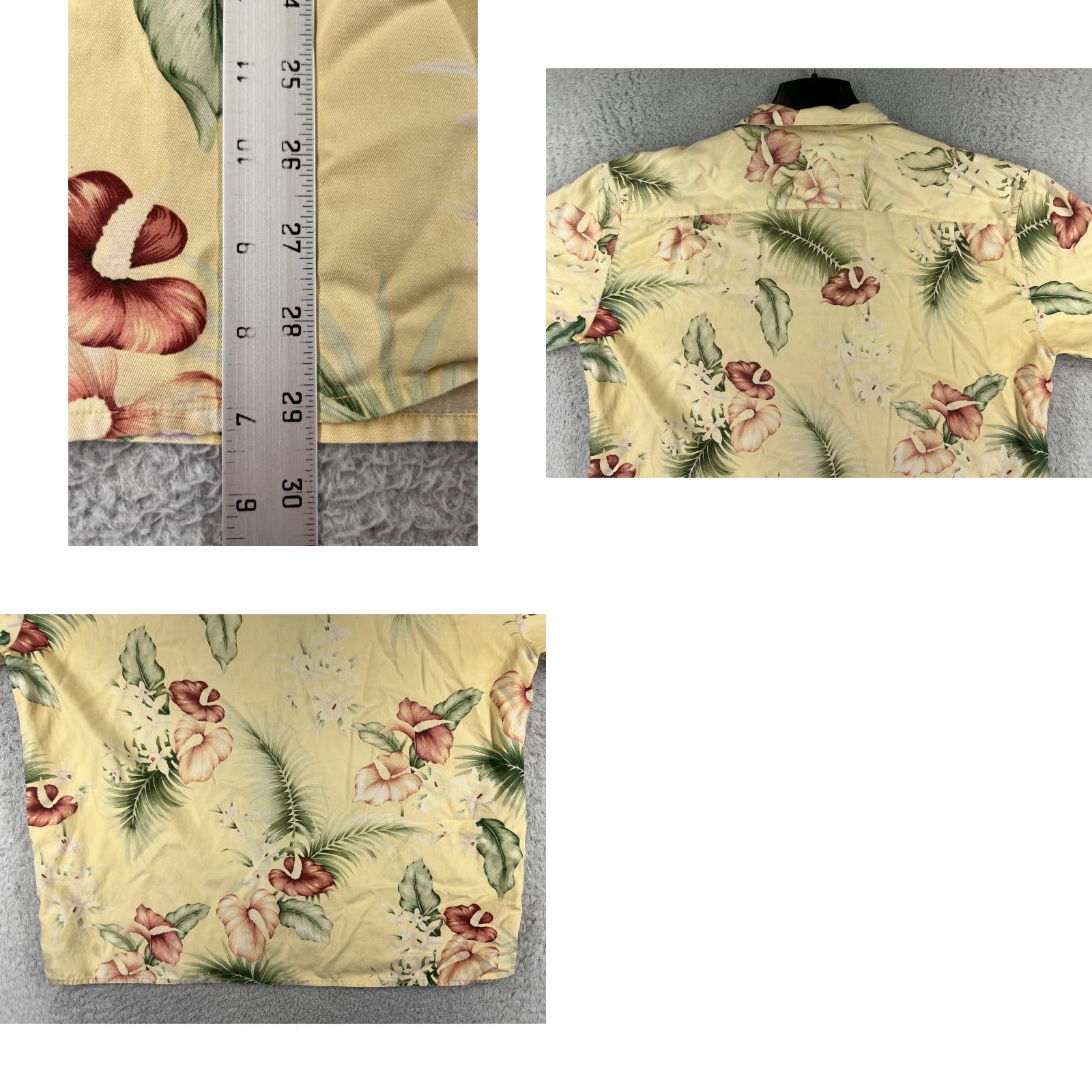 Vintage Pussers Mens Button-Up Shirt XL Yellow Floral Hibiscus Silk Blend Hawaiian Aloha Beach Vacation Resort Casual Size US XL / EU 56 / 4 - 9 Thumbnail