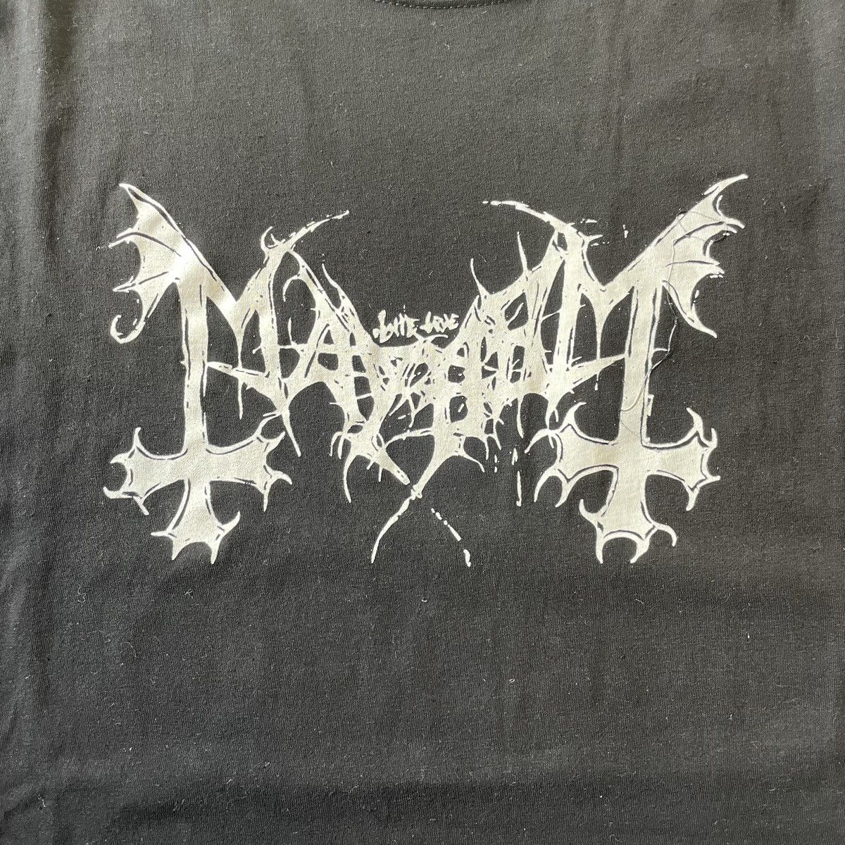 Band Tees × Vintage Vintage 90s Mayhem Logo Black Metal T-Shirt Size US XL / EU 56 / 4 - 2 Thumbnail