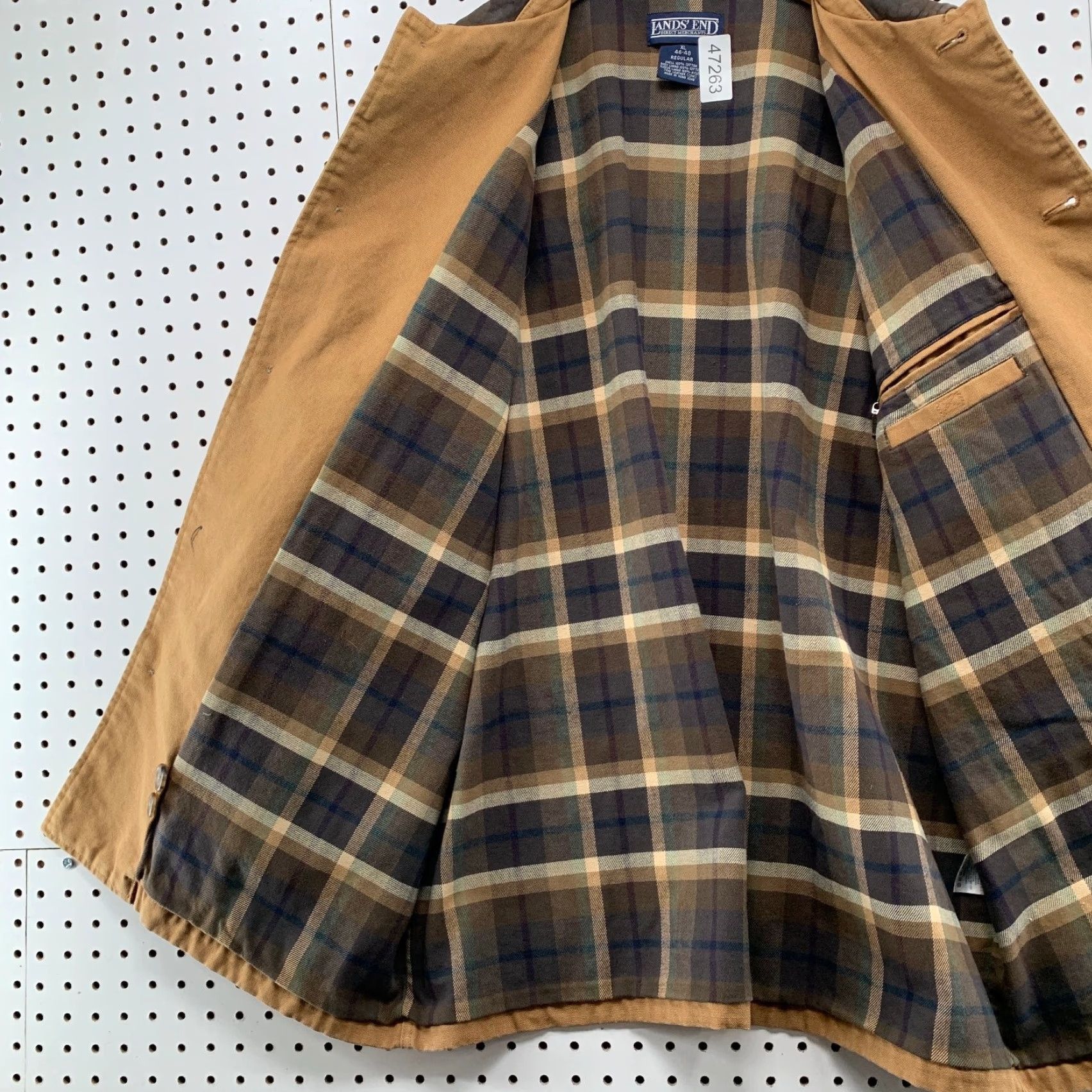 Lands' End VINTAGE Lands End Coat Mens XL Brown Canvas Barn Chore Flannel Plaid Leather Size US XL / EU 56 / 4 - 3 Thumbnail