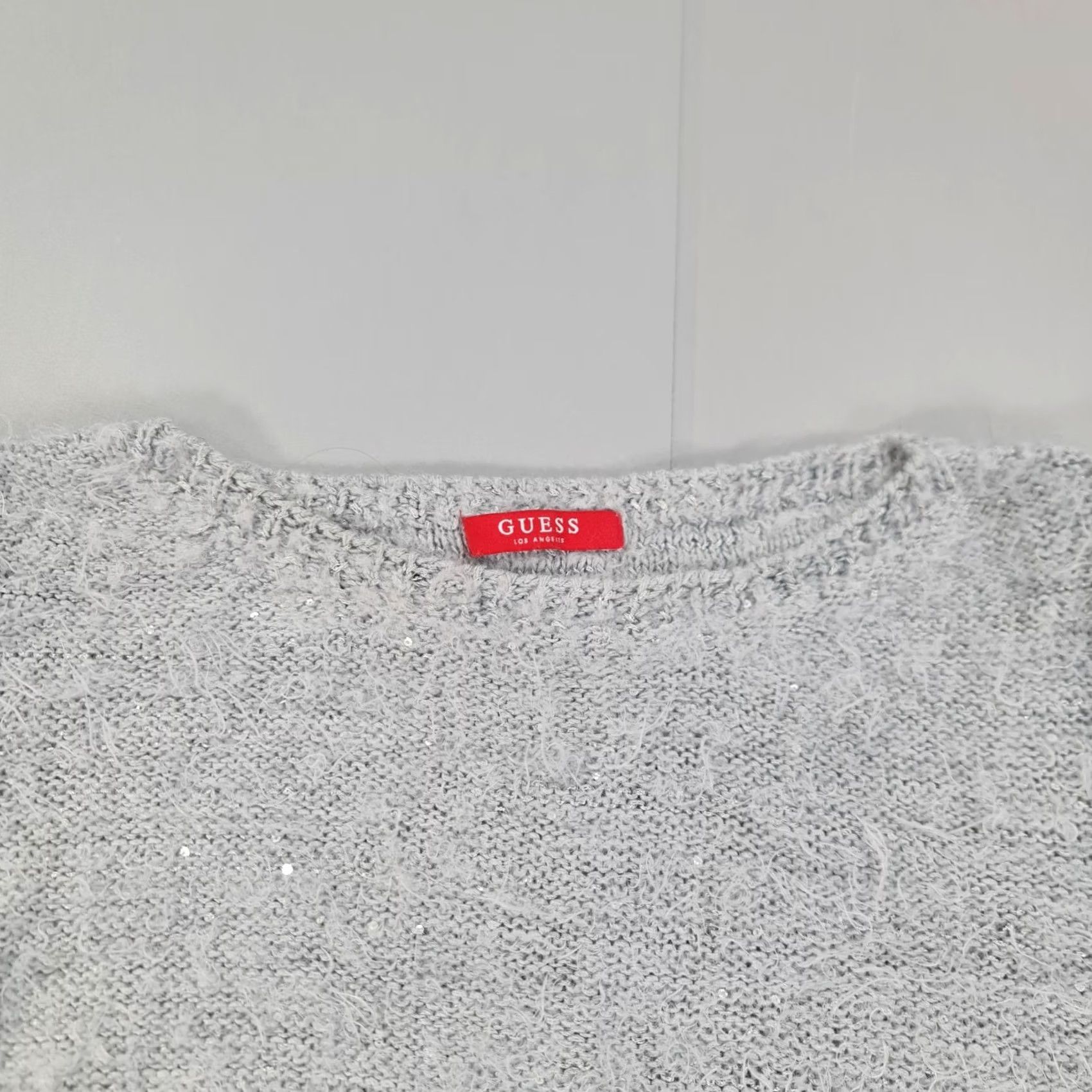 Guess GUESS Womens Jumper Grey Large Sequined Sparkle Knitted Pullover Size L / US 10 / IT 46 - 2 Thumbnail