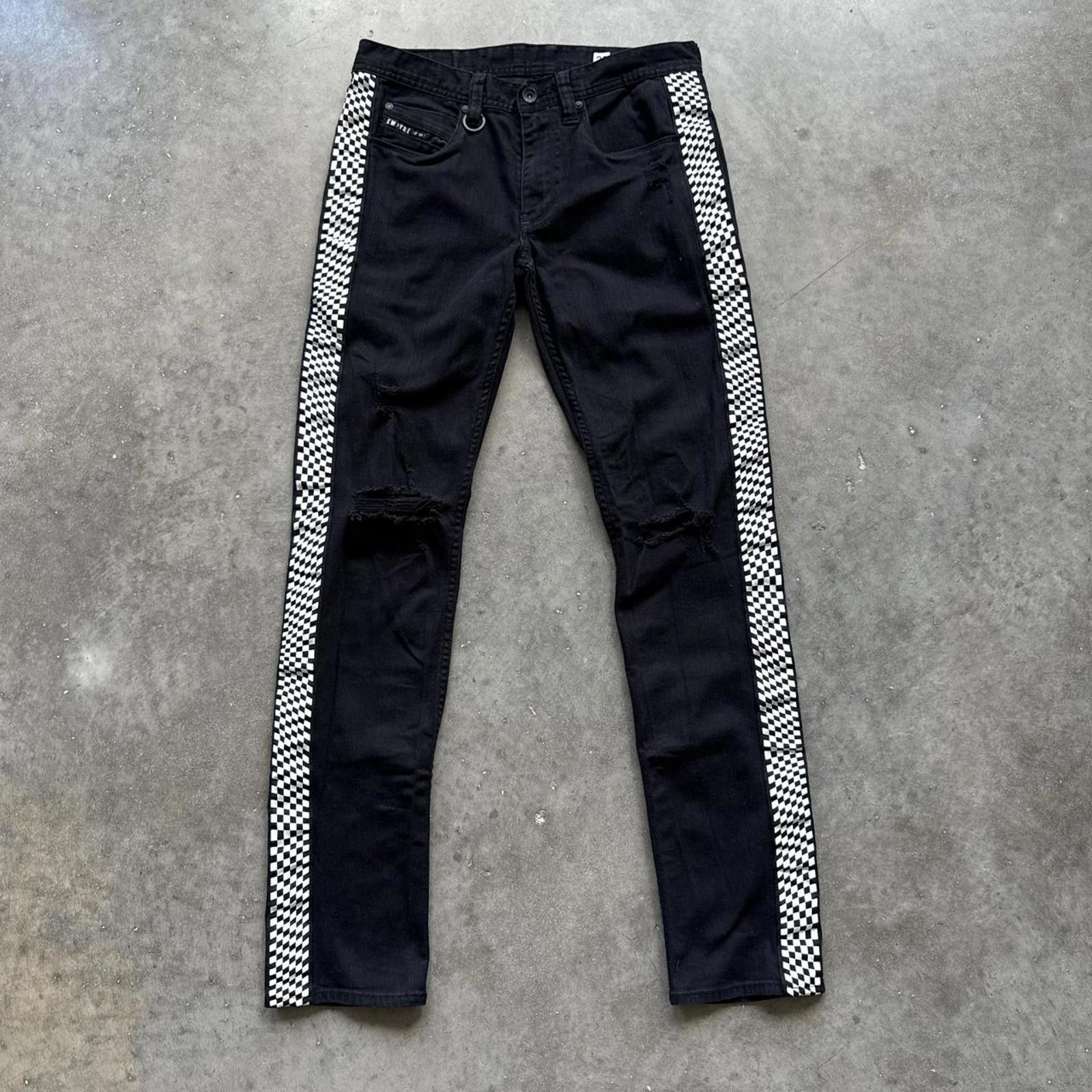 Empyre Empyere Checkered Stripe Jeans With Distressed Details Size US 32 / EU 48 - 1 Thumbnail