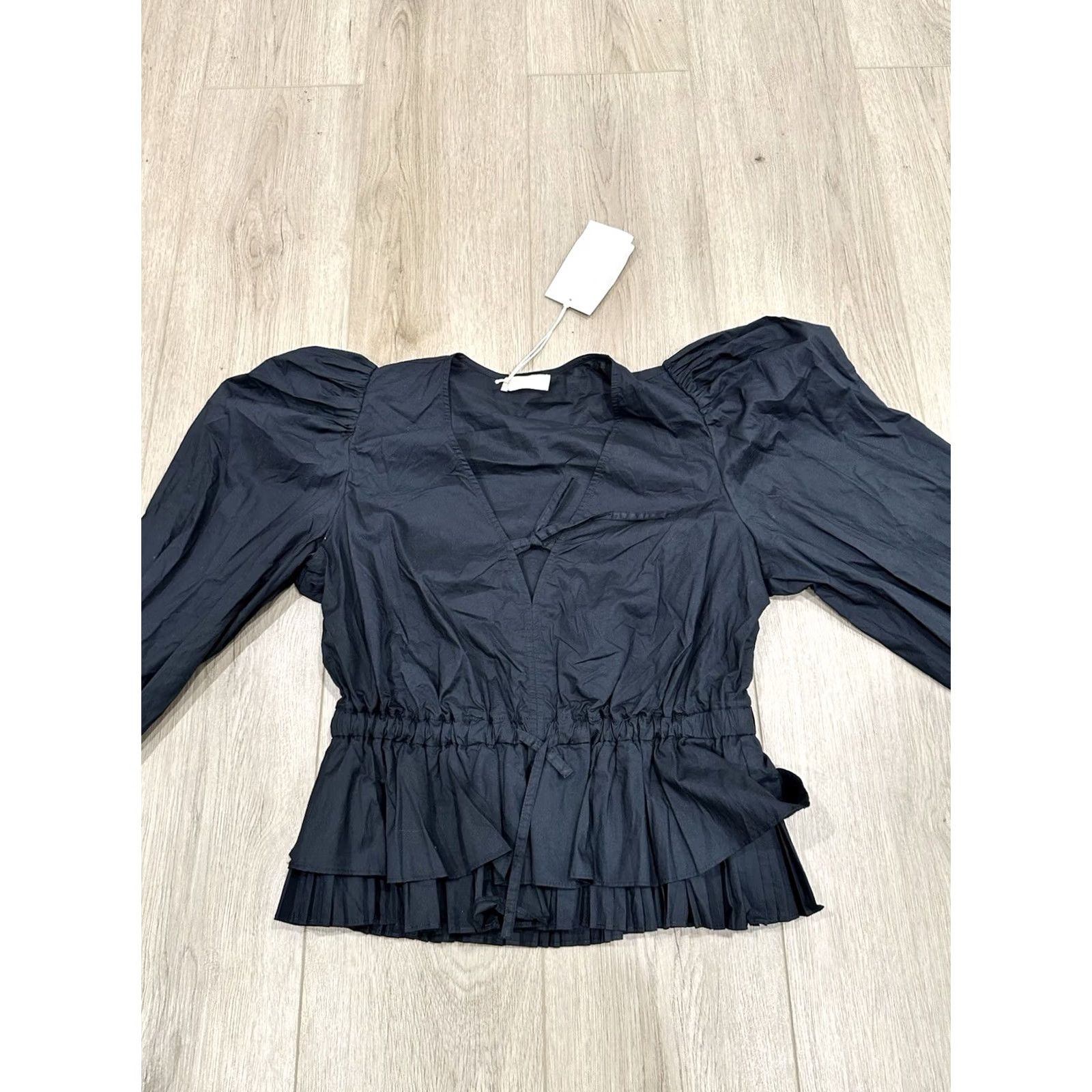 Ulla Johnson VINTAGE? NWT Ulla Johnson Wren Blouse Top Black Cotton Size 8 Size M / US 6-8 / IT 42-44 - 3 Thumbnail