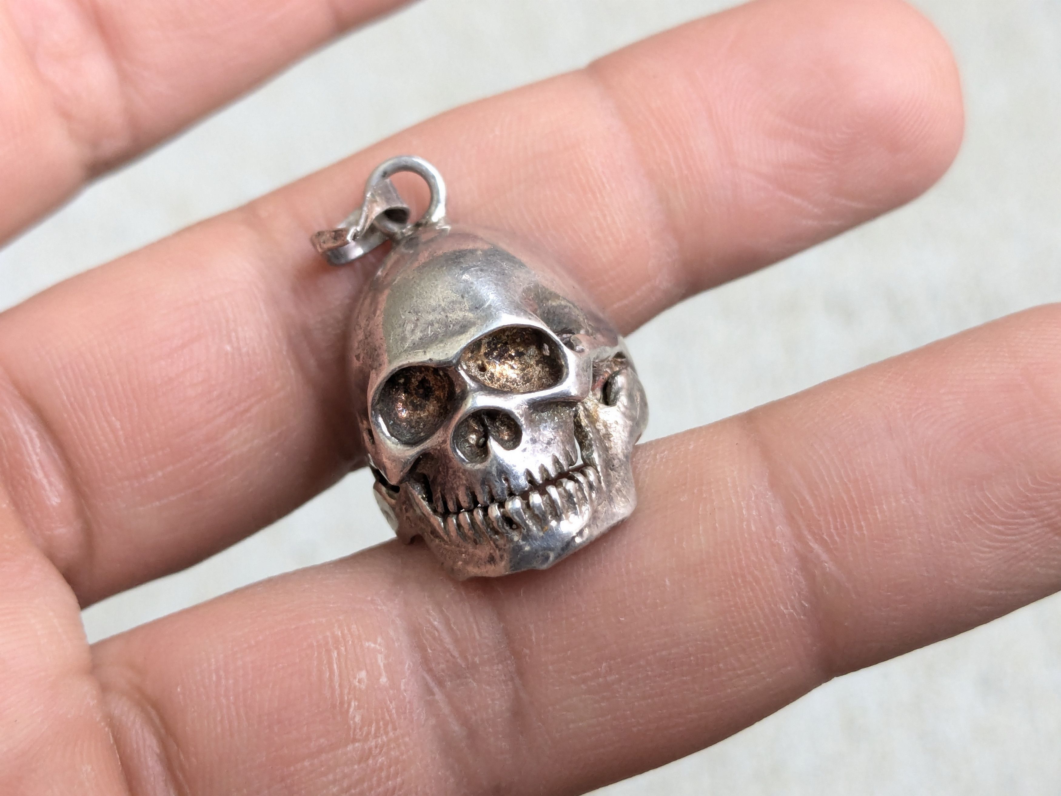 Other Vintage Sterling Silver Pendant Skull Skeleton Punk Size ONE SIZE - 7 Thumbnail