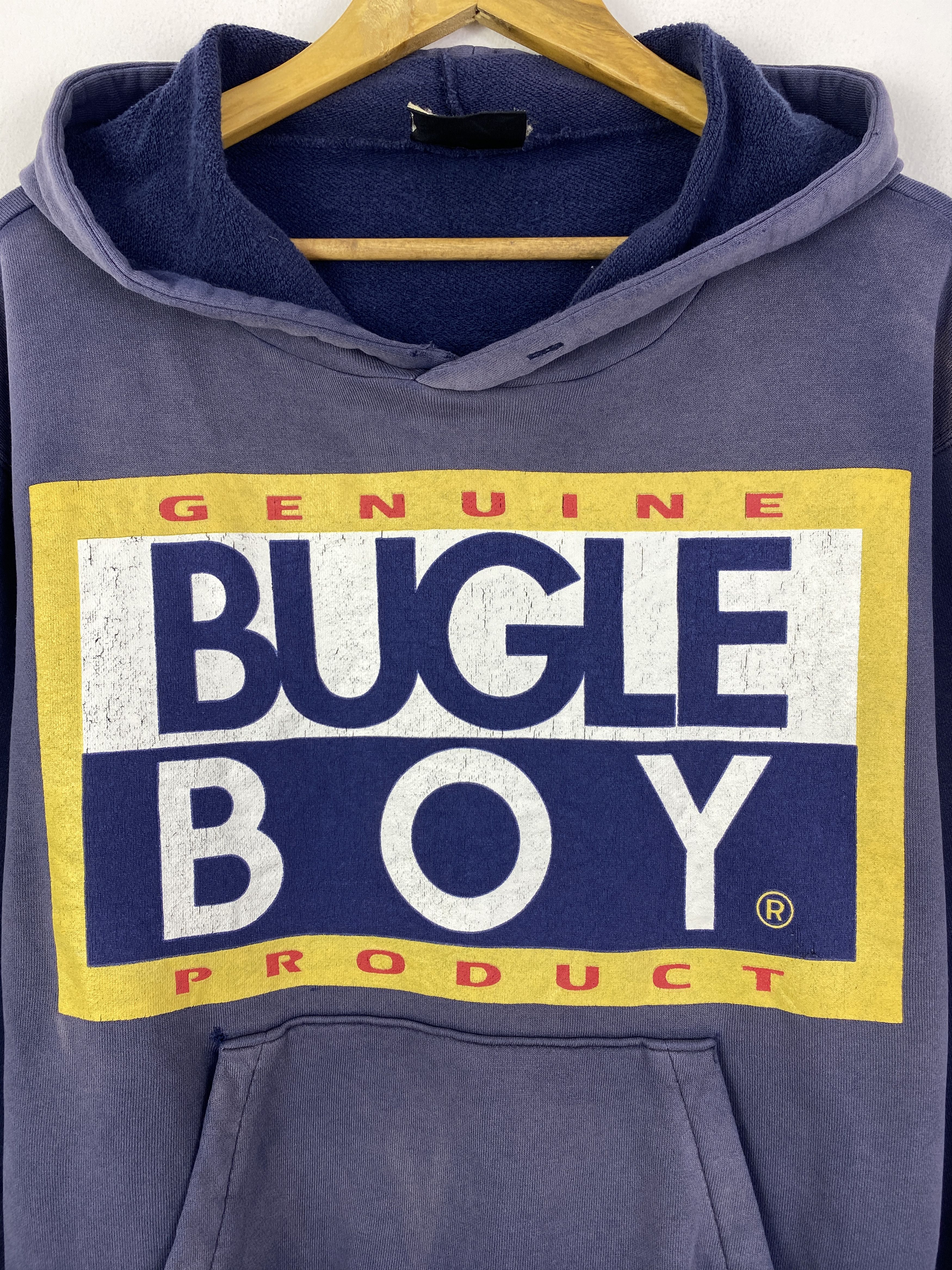 Bugle Boy 90s Vintage Bugle Boy Logo Box Bleach Faded Hoodie SH0122 Size US M / EU 48-50 / 2 - 6 Thumbnail