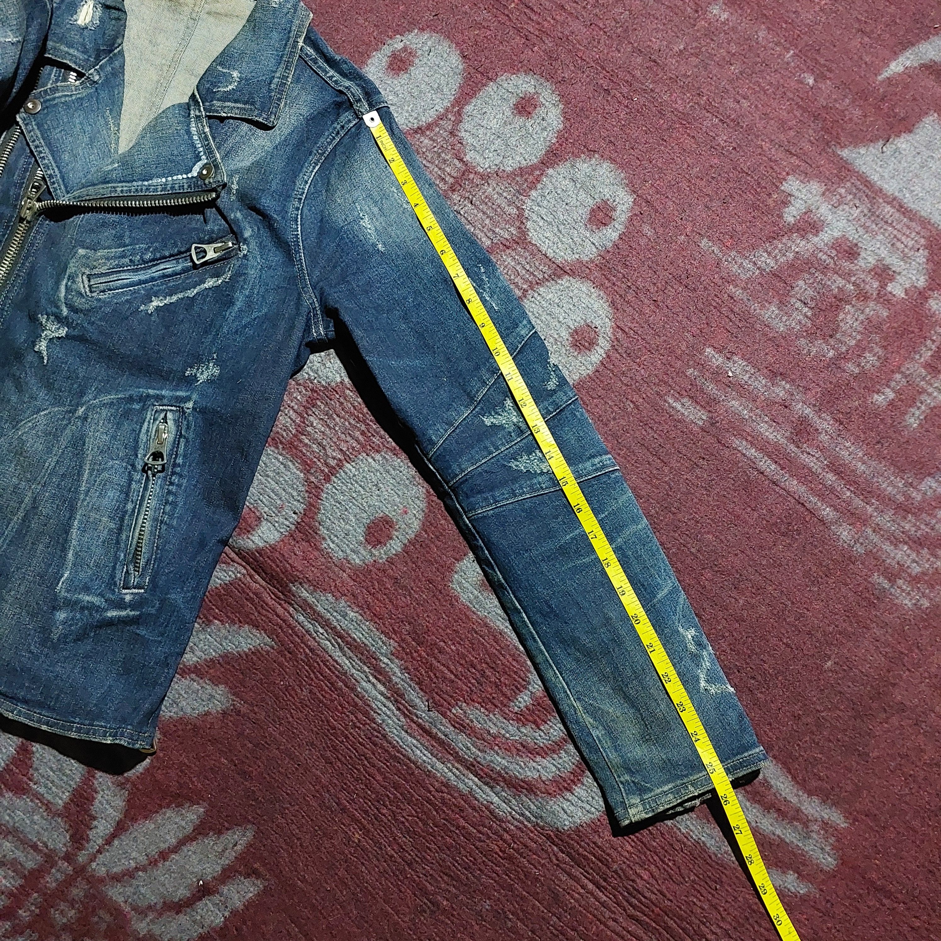 semanticdesign Semantic design asymmetric zip distressed biker denim jacket Size US L / EU 52-54 / 3 - 16 Thumbnail