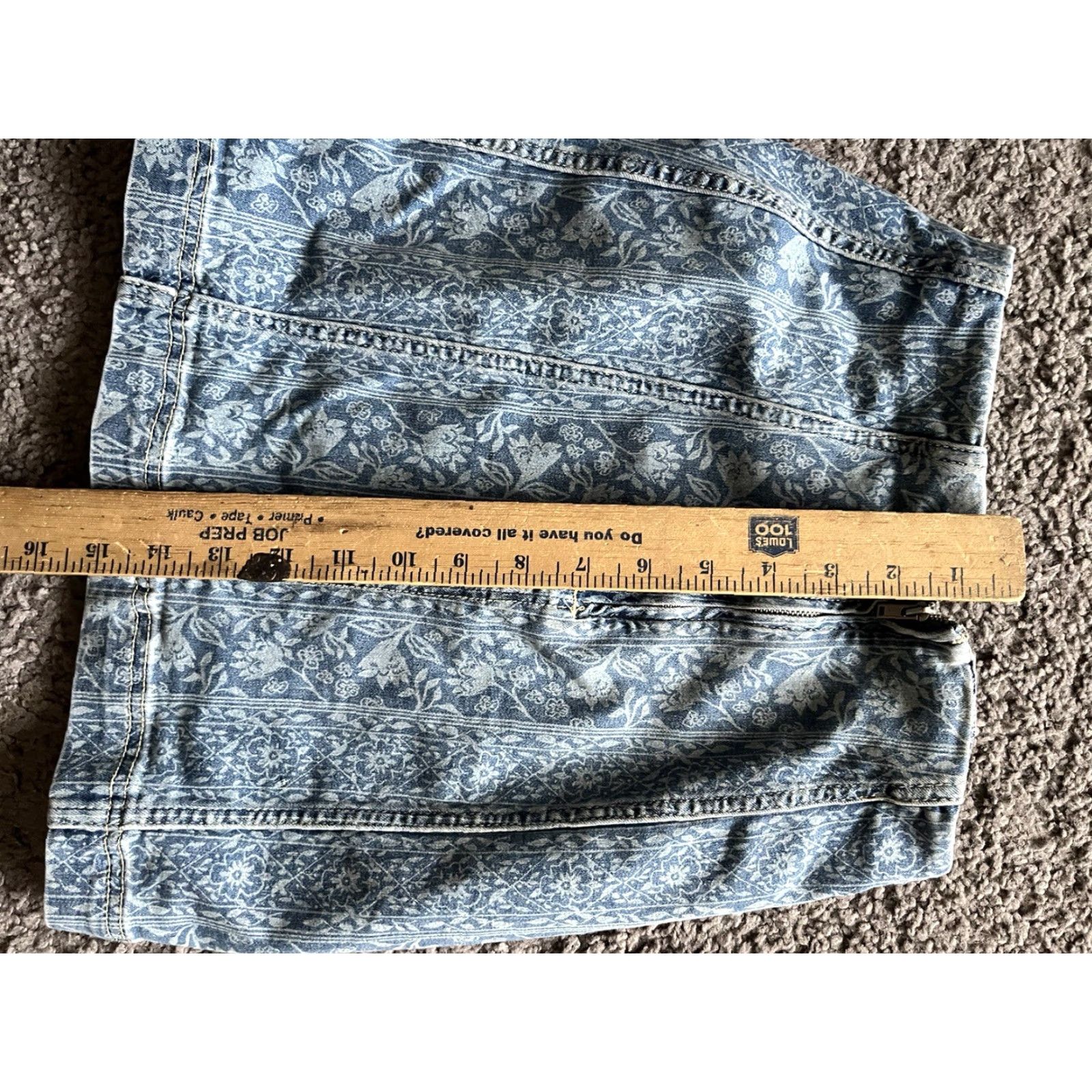 Free People Free People Pencil Skirt Blue Floral Print Size 10 Womens Knit Cotton Blend Zipper Back Zip Short Skirt, Casual Womens Apparel Size 25" / US 0 / IT 36 - 5 Thumbnail
