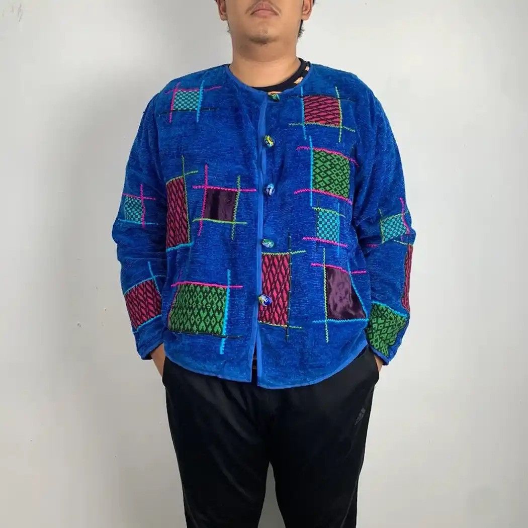 ALLEGE SEND OFFERS 💥 Japanese Patchwork Style Cardigan Jacket Size L / US 10 / IT 46 - 1 Thumbnail