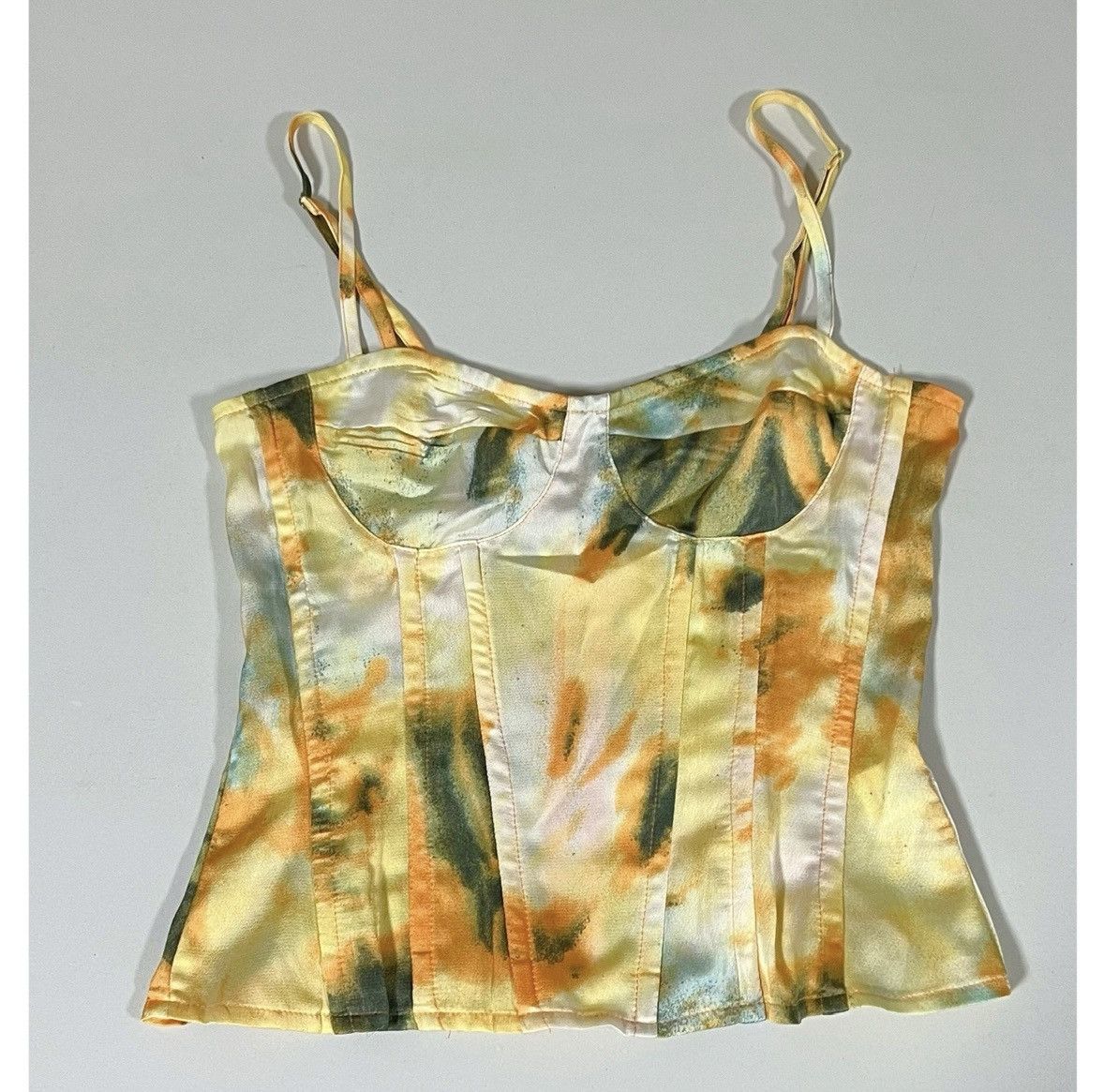 PrettyLittleThing PLT Tie-Dye Satin Corset Bustier Top Shirt Blouse Size 4 🌙✨ Size S / US 4 / IT 40 - 2 Thumbnail