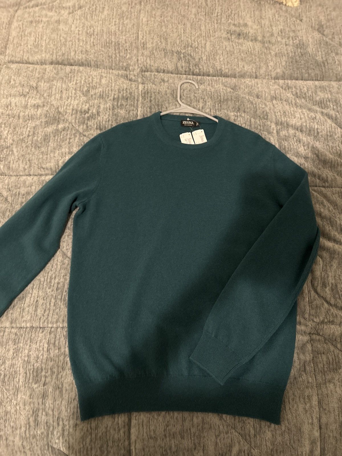Ermenegildo Zegna Zegna Dark Green Oasi Cashmere Crewneck Sweater Size US L / EU 52-54 / 3 - 2 Thumbnail