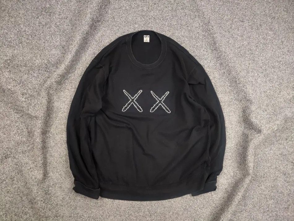 Kaws × Uniqlo Kaws Sesame Street x Uniqlo Black logo Crew Check Sweatshirt Size US XL / EU 56 / 4 - 1 Thumbnail