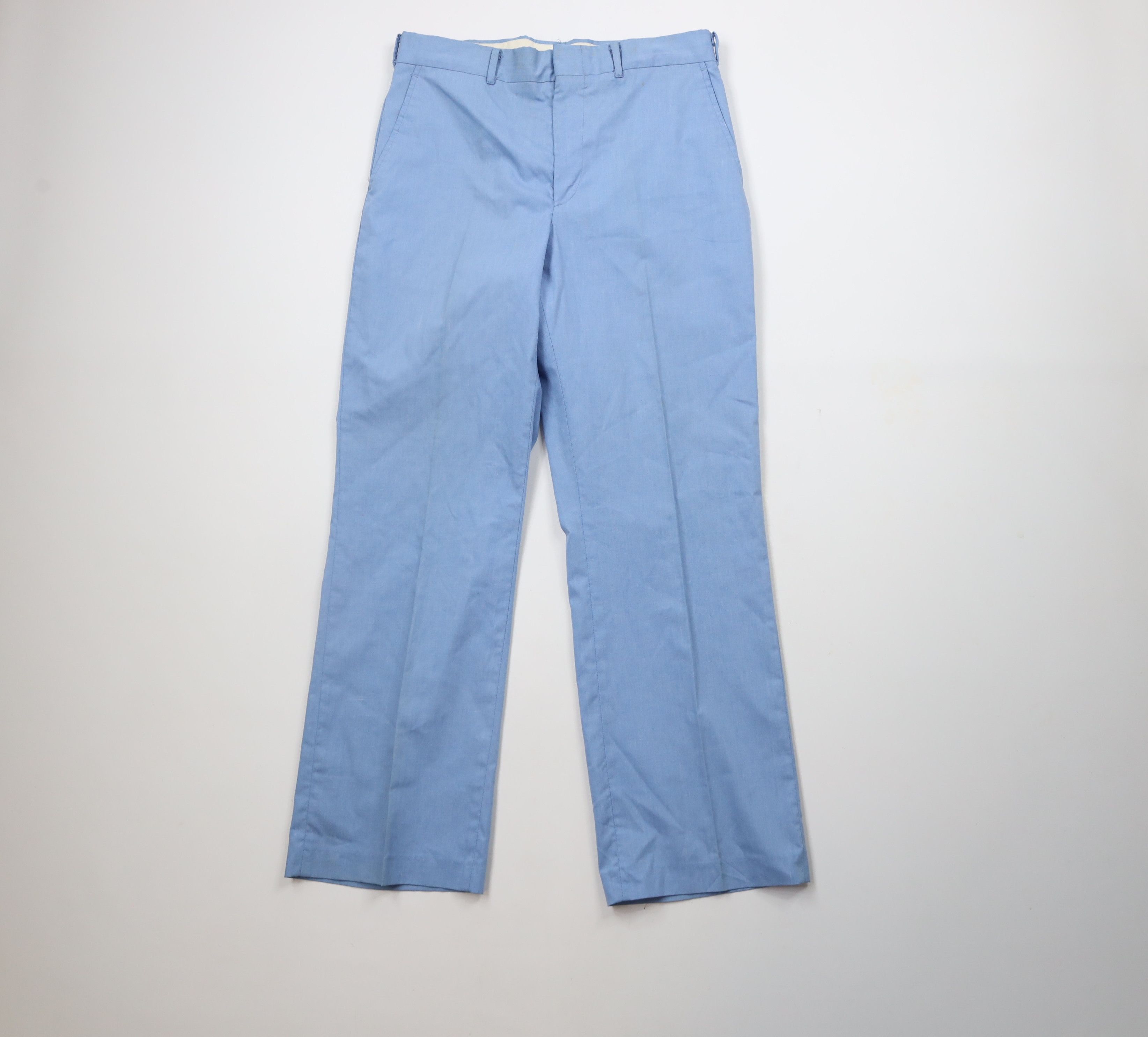 Vintage Vintage 70s Streetwear Chambray Wide Leg Chino Pants Blue Size US 30 / EU 46 - 1 Thumbnail