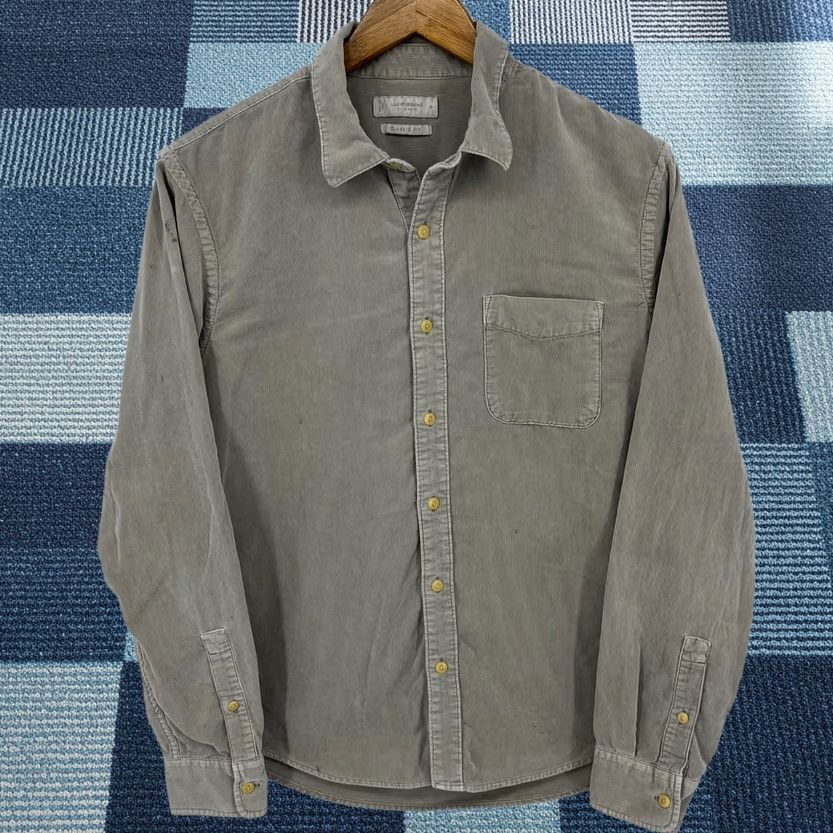 Lucky Brand Lucky Brand Long Sleeve Button-Up Shirt M Gray Corduroy Classic Fit Men Size US M / EU 48-50 / 2 - 1 Thumbnail