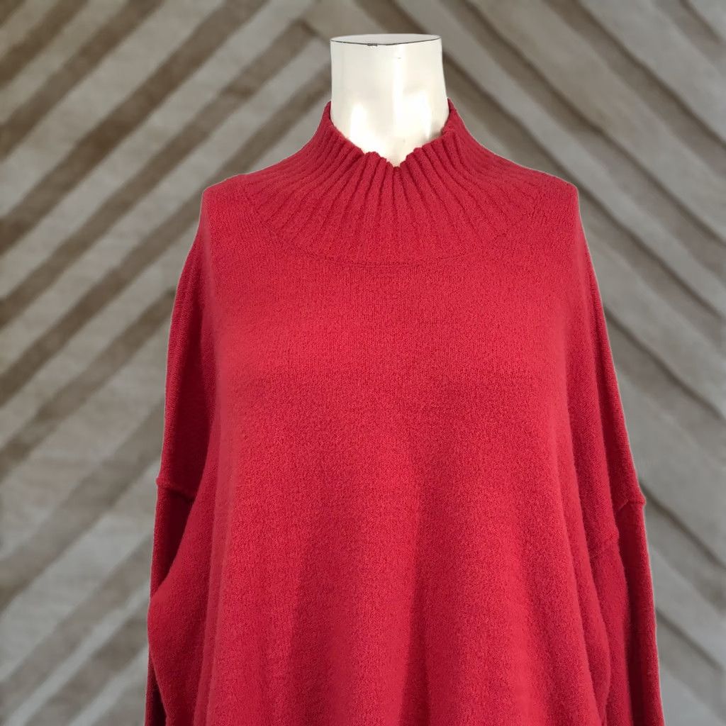 Free People Free People Red Oversized Knit Sweater Large Size L / US 10 / IT 46 - 1 Thumbnail