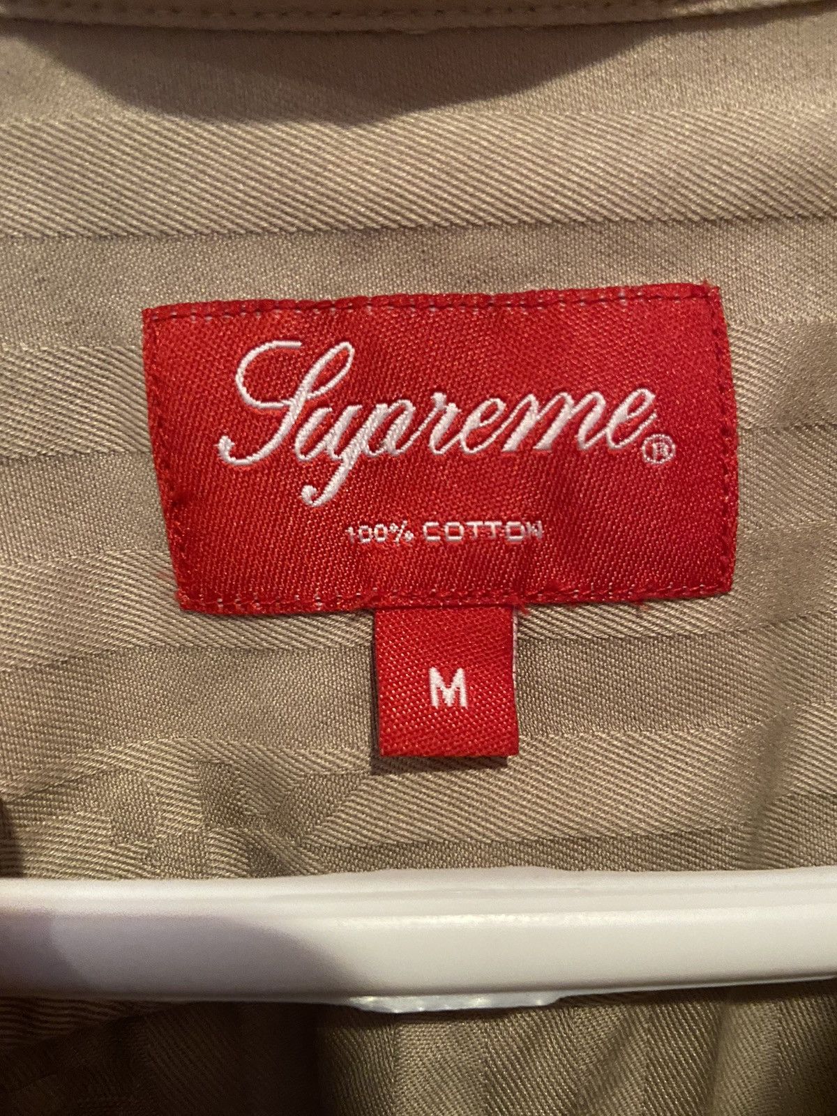 Supreme Supreme 20fw Jacquard Stripe Twill Shirt Long Sleeve Tan Size US M / EU 48-50 / 2 - 4 Thumbnail