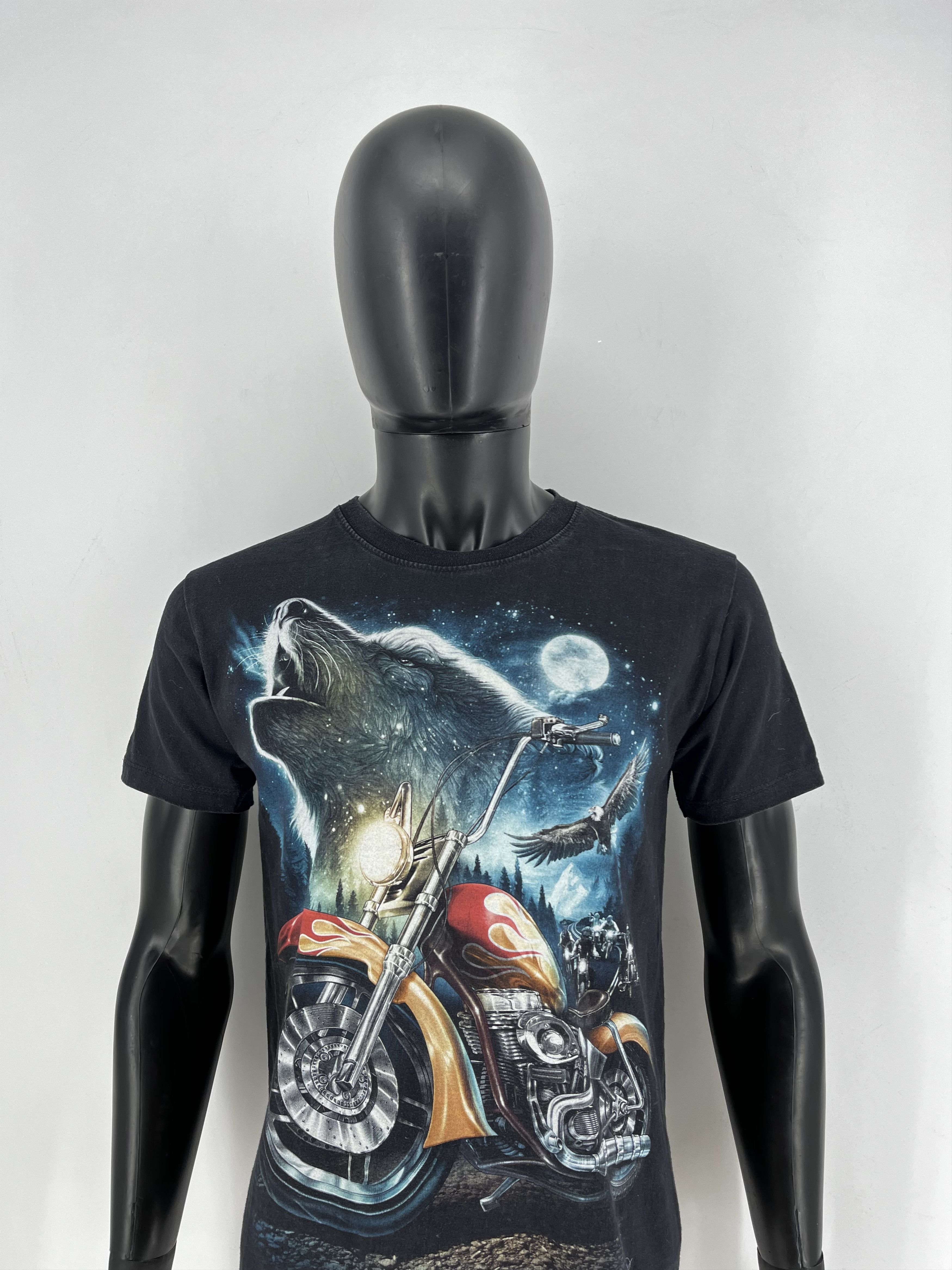 Band Tees Eagle Biker Native Indian Motorbike Front & Back Print Size US M / EU 48-50 / 2 - 3 Thumbnail