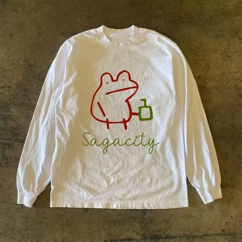 Vintage Street casual retro fun frog print long-sleeved t-shirt Size US M / EU 48-50 / 2 - 1 Thumbnail