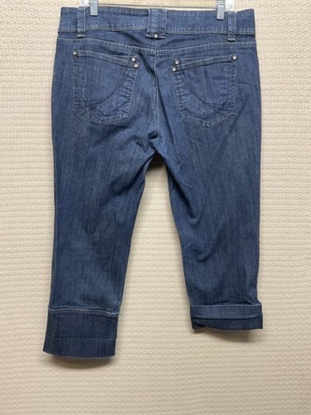 Other Elle Blue Dark Wash Cuffed Denim PantsCrop Jeans Women 12 Size 36" / US 14 / IT 50 - 9 Thumbnail