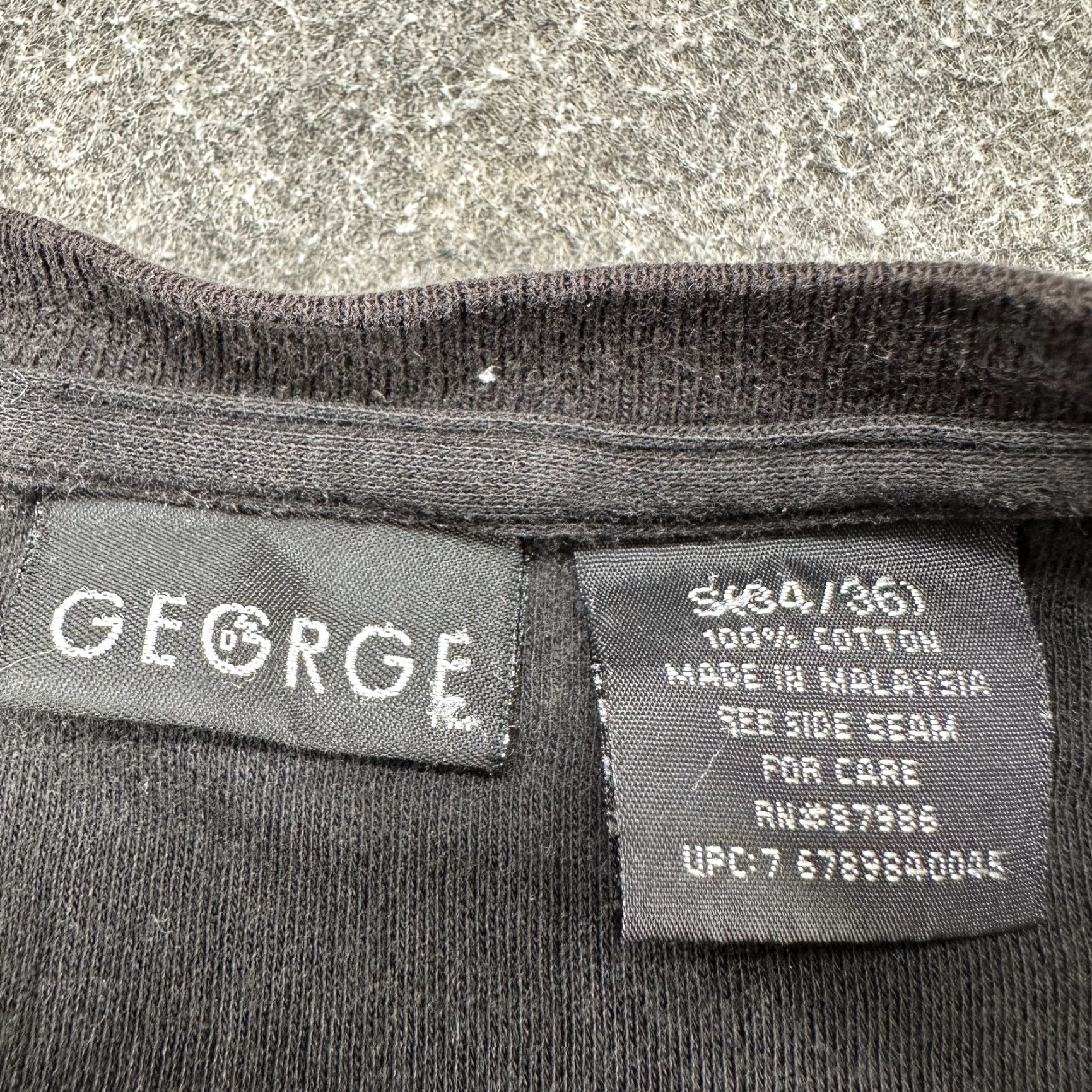 George VINTAGE George Shirt Mens Small Black Long Sleeve Thermal Ribbed Pullover Y2K Size US S / EU 44-46 / 1 - 4 Thumbnail