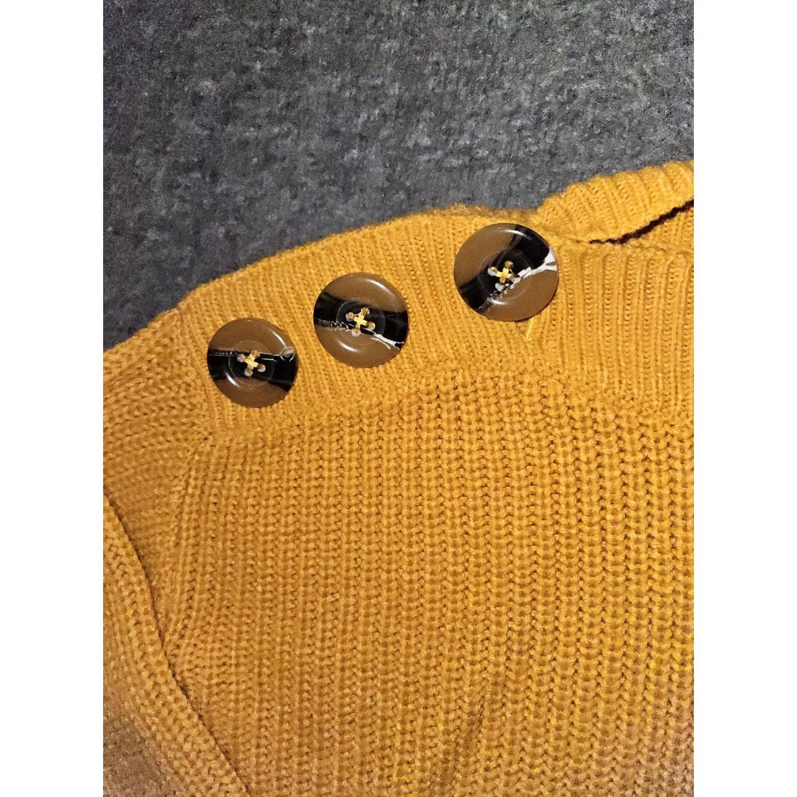 Vintage Philosophy Sweater Women's Small Gold Thick Knit Ribbed Should Button Pullover Knit Acrylic Hand Wash Only Womens Sportswear? Size S / US 4 / IT 40 - 6 Thumbnail