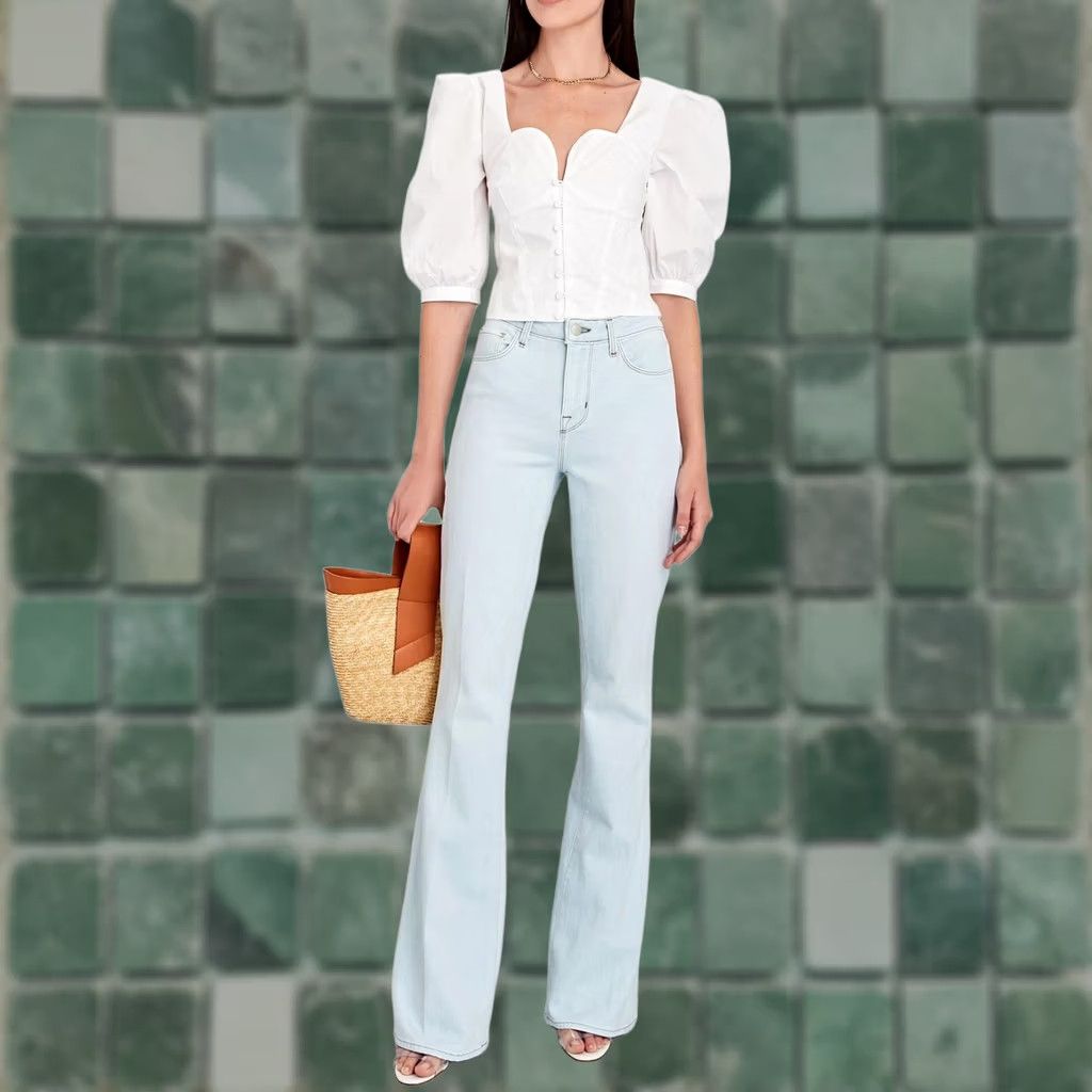 L'AGENCE L'AGENCE Bell High Rise Flare Jeans Bleach Down Women 29 USA Denim Blue Size 29" - 1 Thumbnail