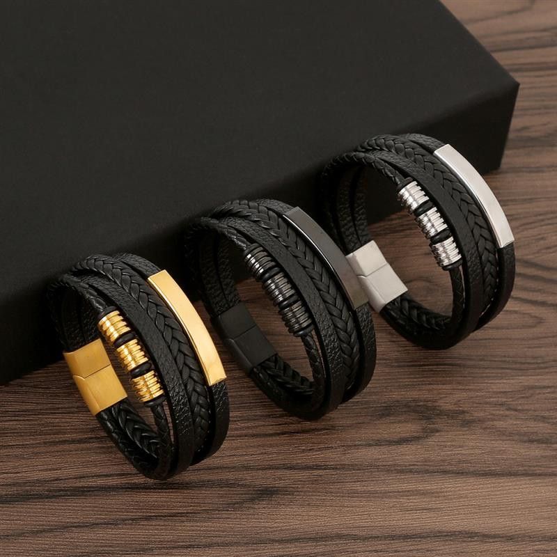 Homemade Handcrafted Leather Bracelet – Multi-Layer Braided Design Size ONE SIZE - 1 Thumbnail