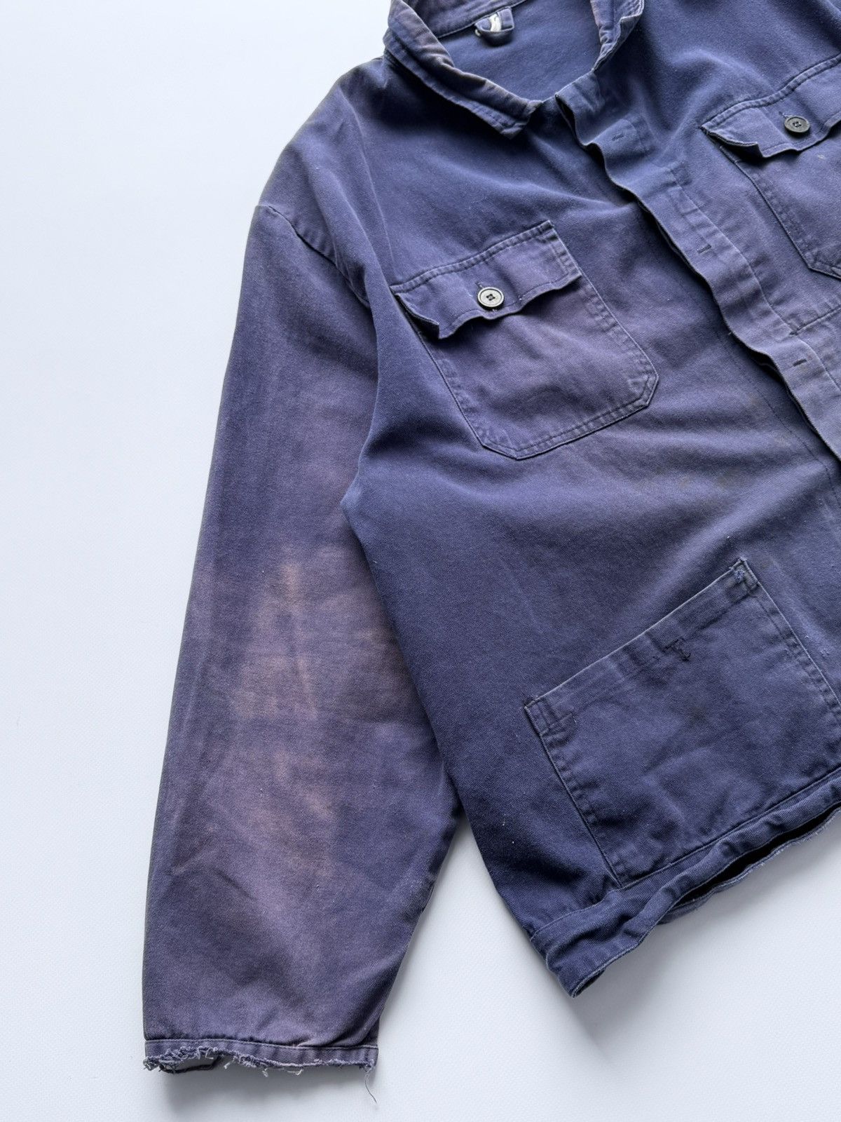 Le Laboureur Vintage 80s French Faded Trashed Snafor Chore Work Jacket Size US XL / EU 56 / 4 - 5 Thumbnail