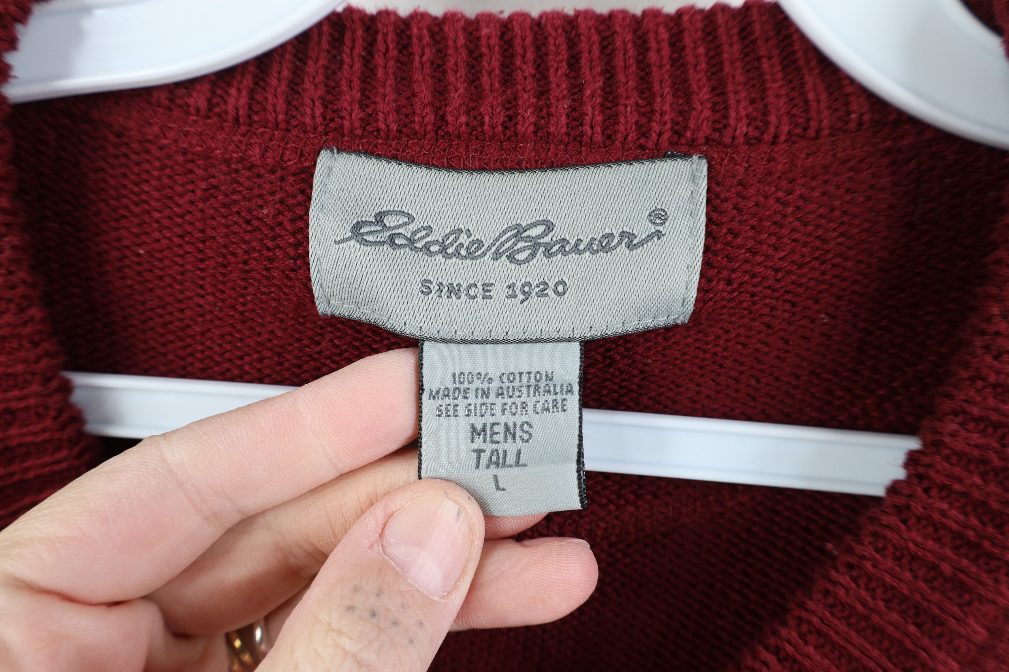 Eddie Bauer Vintage 90s Eddie Bauer Cotton Ribbed Knit Sweater Red Size US L / EU 52-54 / 3 - 7 Thumbnail