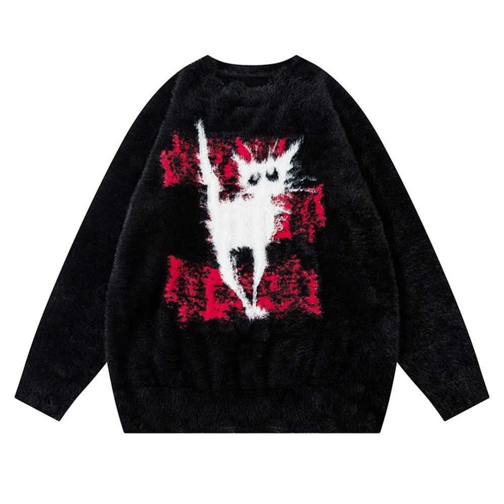 Vintage Loose casual men's kitten crew neck sweater Size US M / EU 48-50 / 2 - 1 Thumbnail