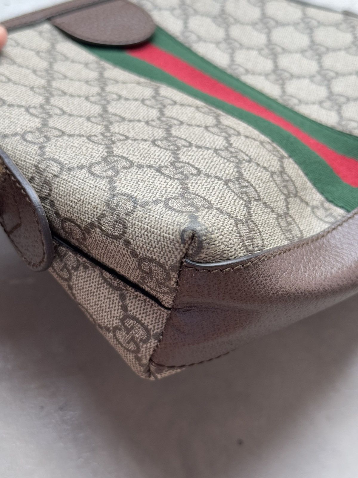 Gucci GUCCI BROWN CANVAS GG SUPREME OPHIDIA DOME SMALL BAG Size ONE SIZE - 12 Thumbnail