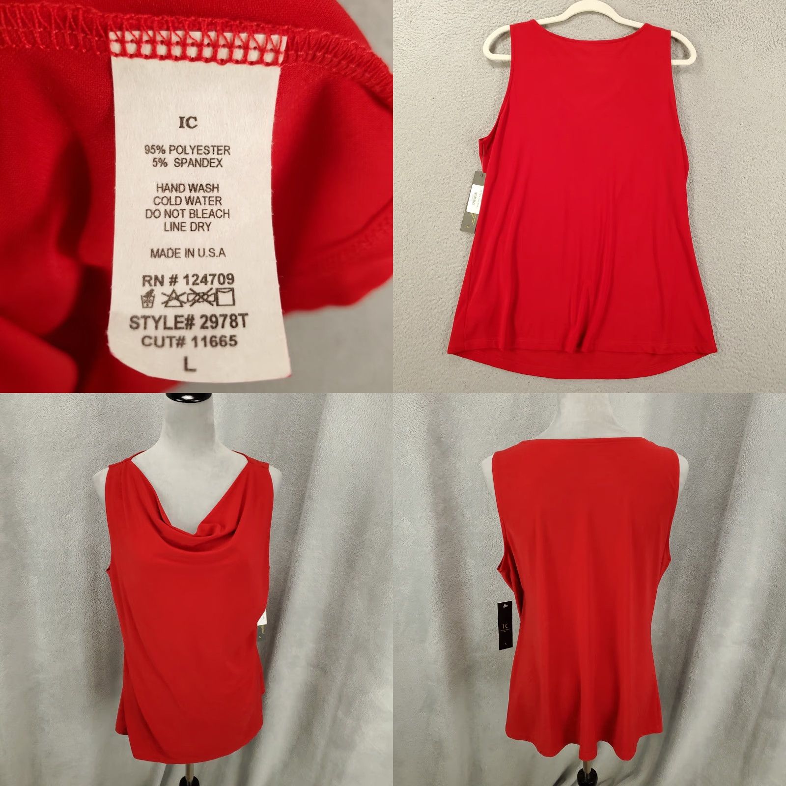 Vintage IC by Connie K Blouse Shirt Womens L Red Sleeveless Tank Top Tunic Scoop Neck NWT Casual Beach Size L / US 10 / IT 46 - 8 Thumbnail