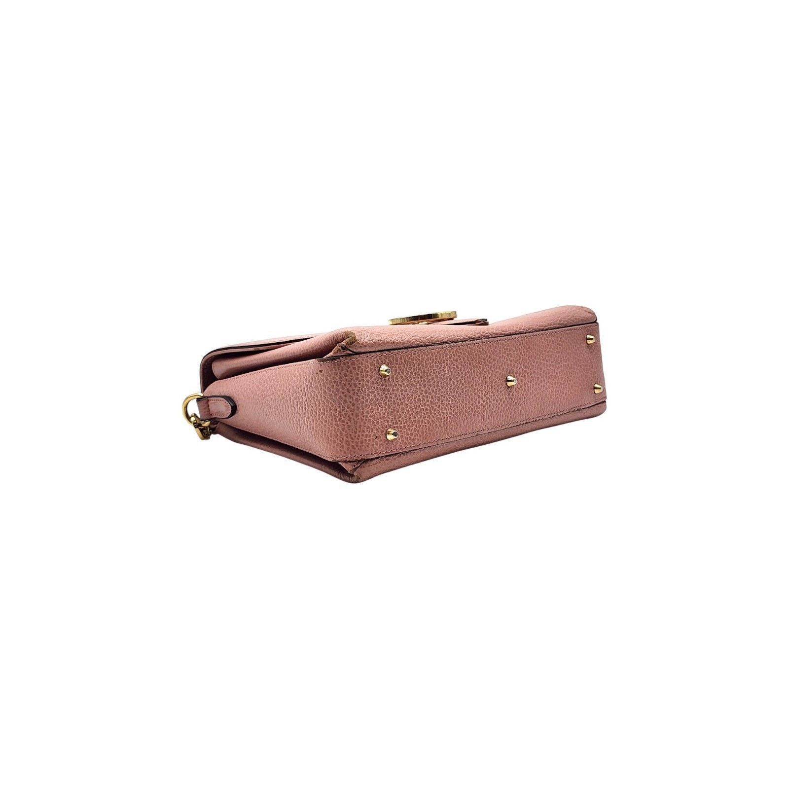 Gucci GG Marmont Pebbled Leather Interlocking Top Handle Bag Pink Size ONE SIZE - 3 Thumbnail