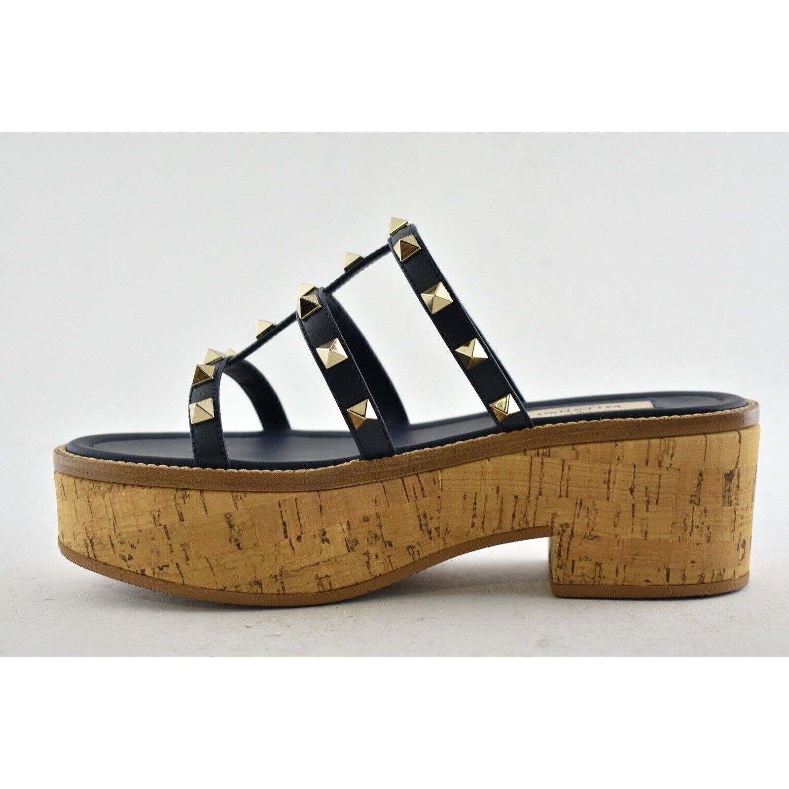 Valentino Valentino Rockstud Blue Cork Platform Mule Slide Sandal Size US 5.5 / IT 35.5 - 6 Thumbnail