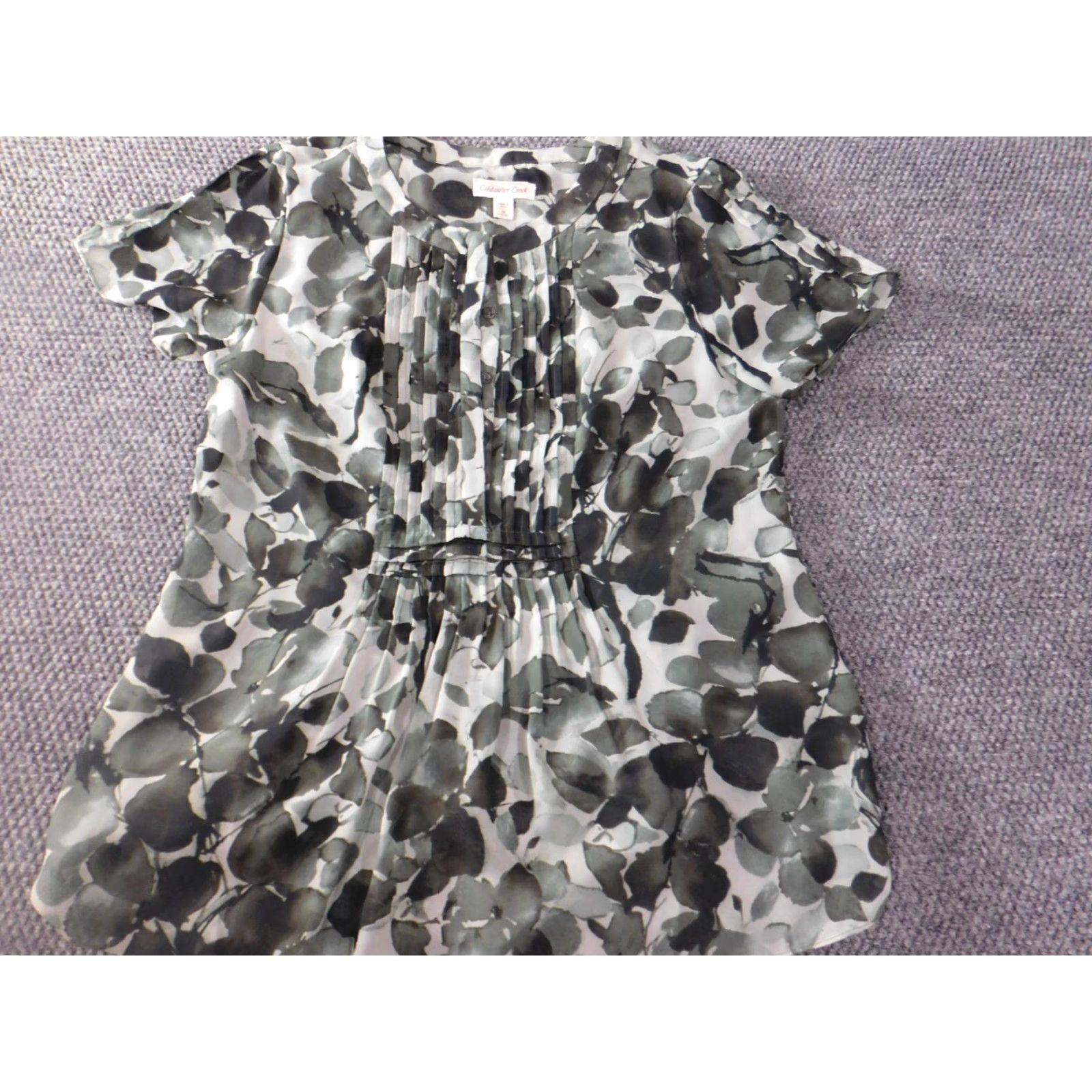 Coldwater Creek Coldwater Creek Blouse M Womens Green Floral Short Sleeve Crew Neck Pullover Casual Regular Stretch Shirts Size M / US 6-8 / IT 42-44 - 2 Thumbnail