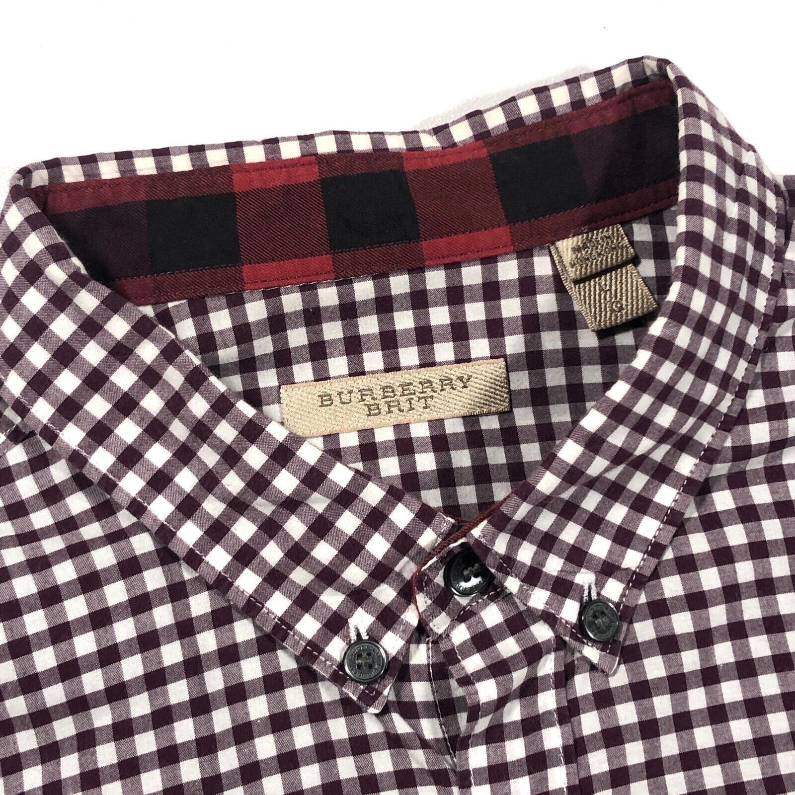 Burberry Burberry Brit White Maroon Plaid Long Sleeve Shirt Large Size US L / EU 52-54 / 3 - 4 Thumbnail