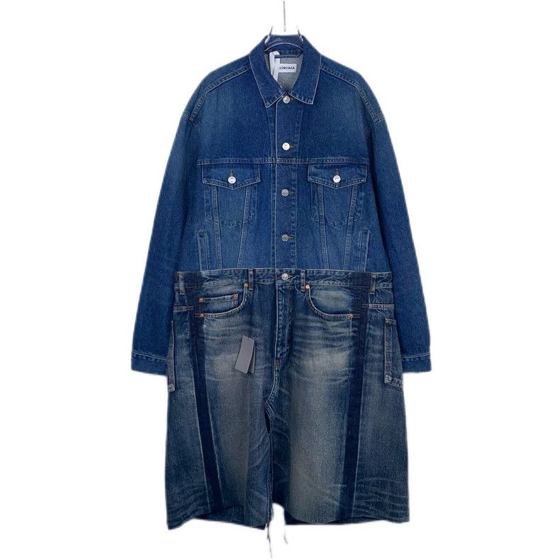 Balenciaga Balenciaga size 34 Denim paneled blue silhouette long-slee Size XXS / US 00 / IT 34 - 1 Thumbnail