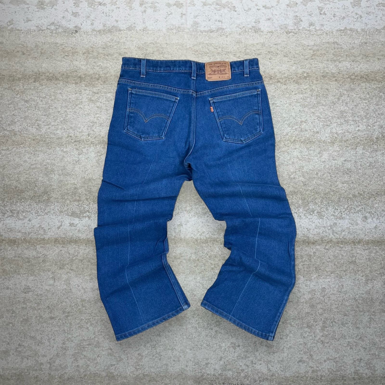 image of Crazy Vintage 90's Orange Tab Levis 517 Jeans Bootcut Flared in Blue, Men's (Size 38)