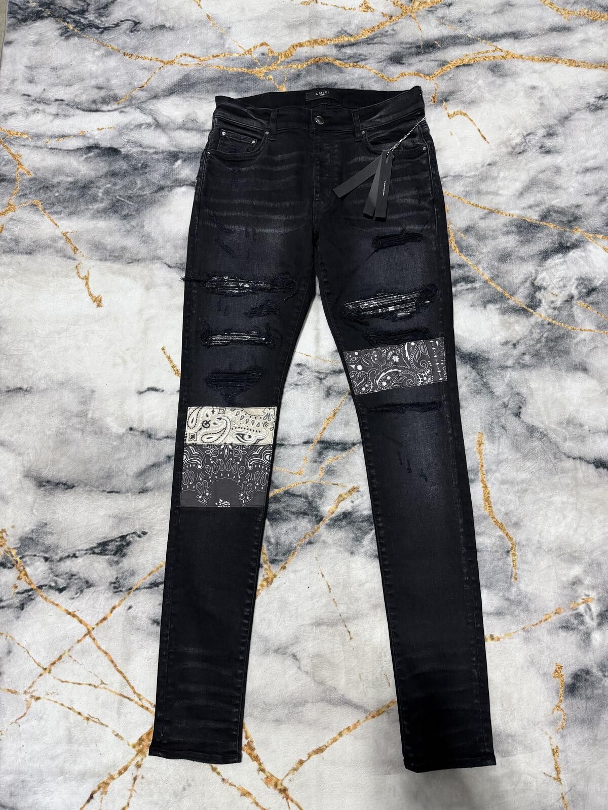 Amiri Amiri Bandana Artpatch Black NEW - Sz31 Size US 31 - 1 Thumbnail